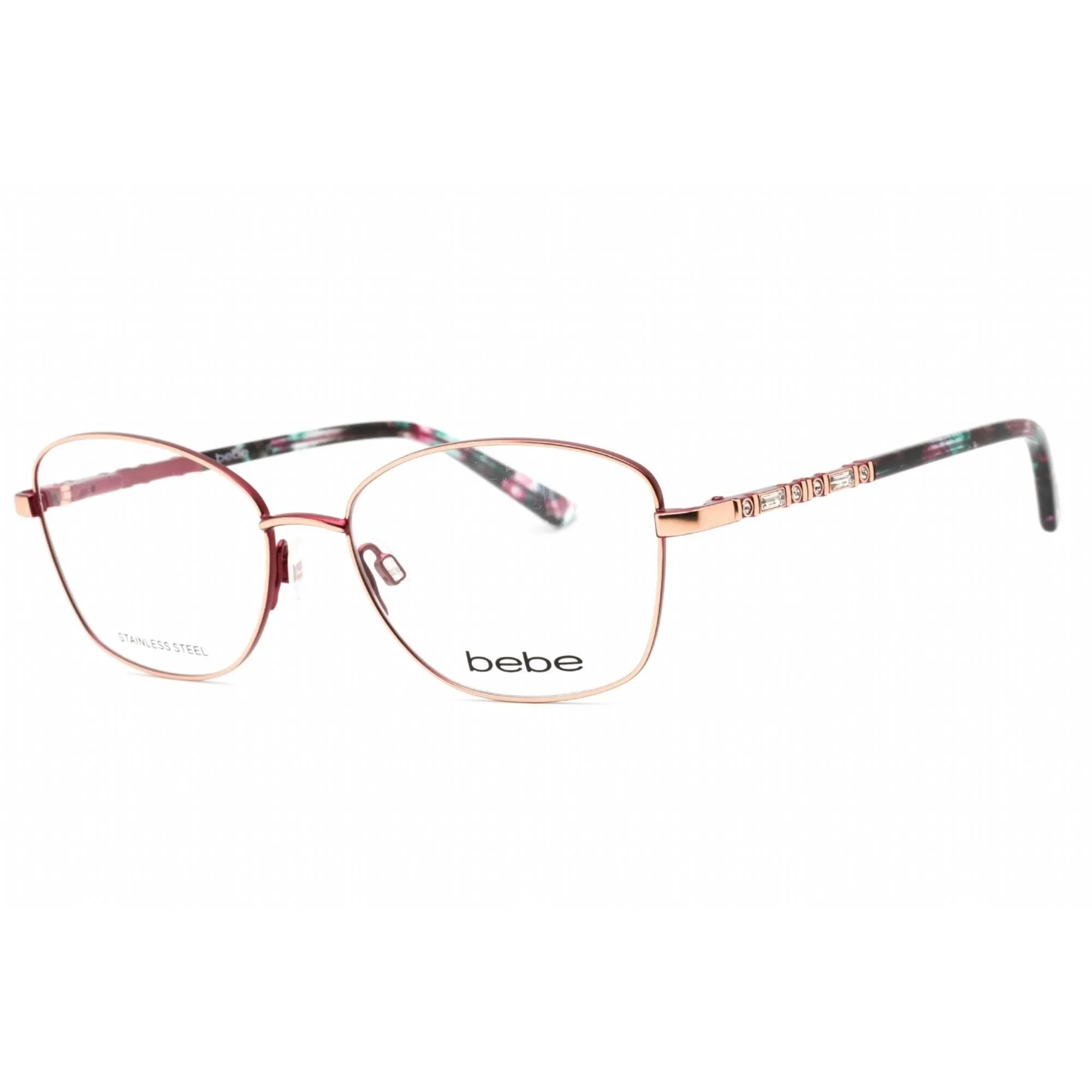 Bebe Women's Eyeglasses - Clear Demo Lens Rose Gold Cat Eye Metal Frame | BB5192 770