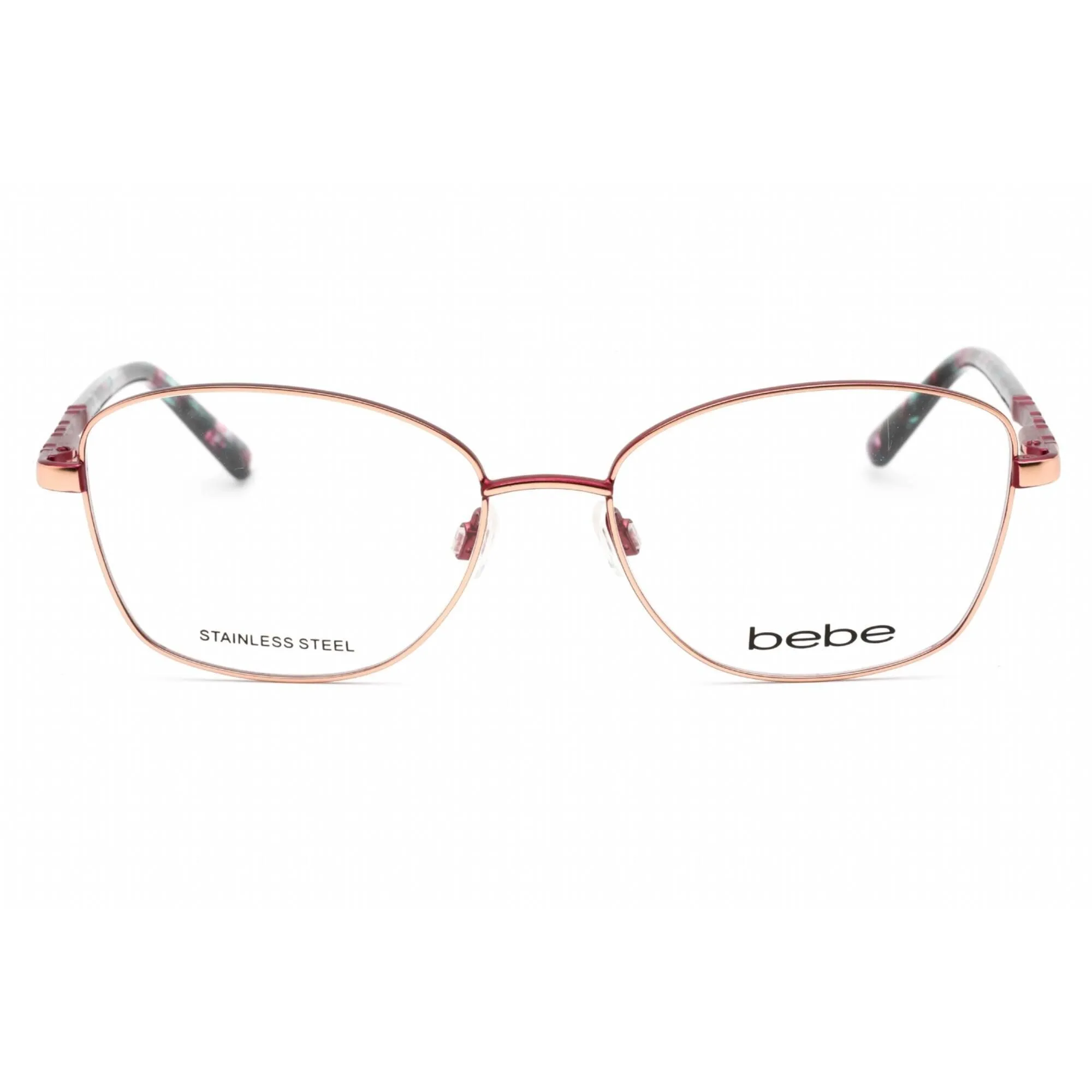 Bebe Women's Eyeglasses - Clear Demo Lens Rose Gold Cat Eye Metal Frame | BB5192 770