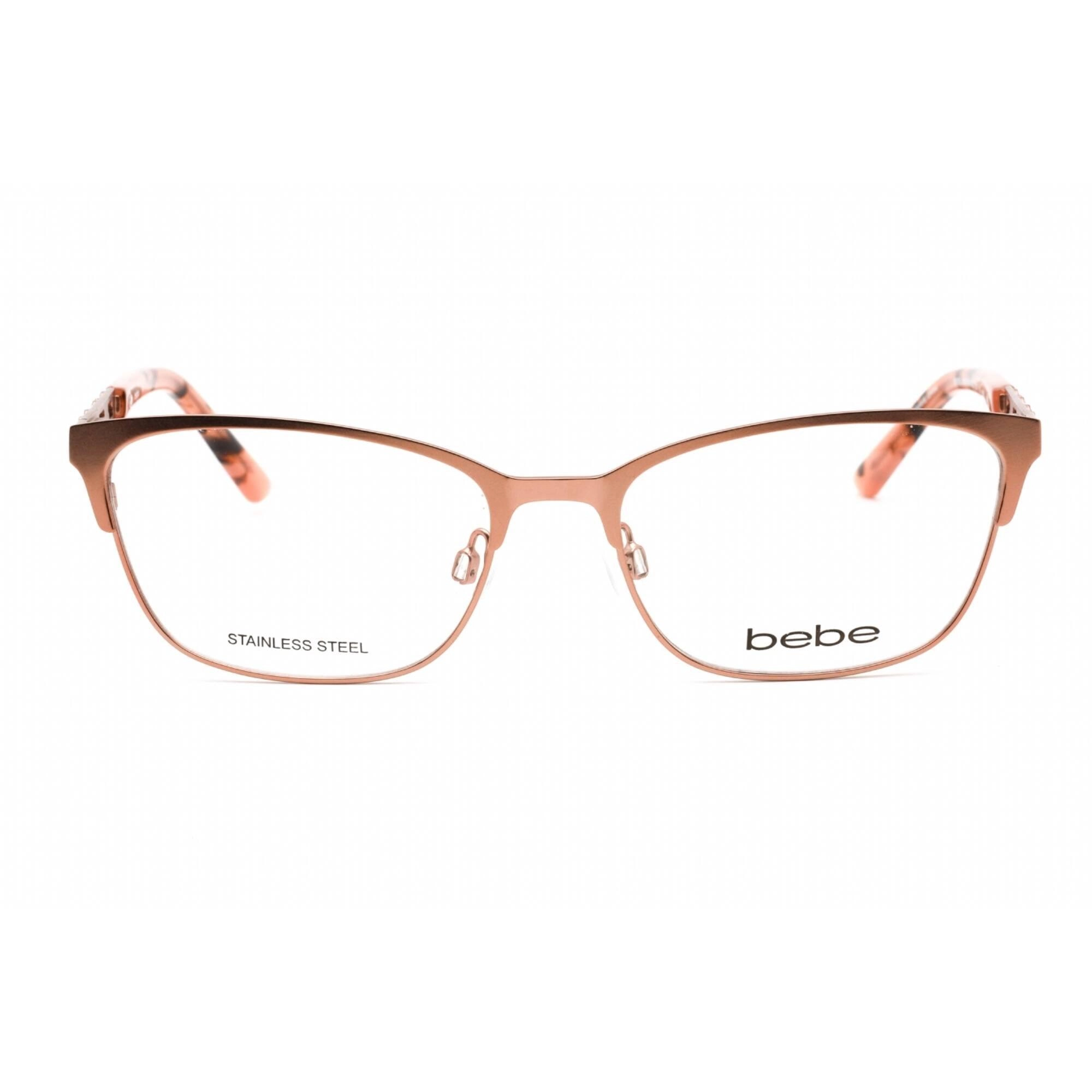 Bebe Women's Eyeglasses - Rose Gold Rectangular Full Rim Frame Clear Lens | BB5175 770