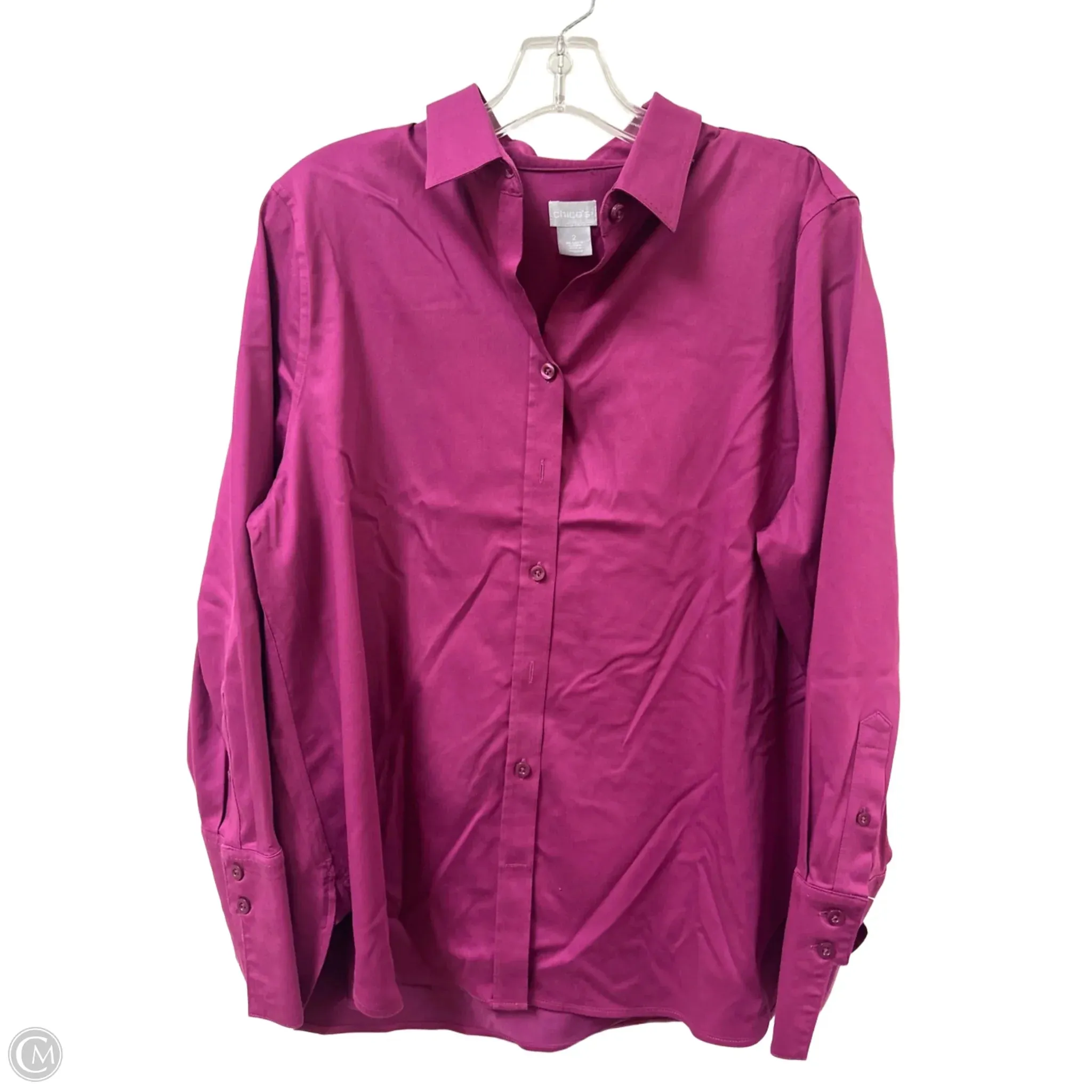 Blouse Long Sleeve By Chicos In Purple, Size: L