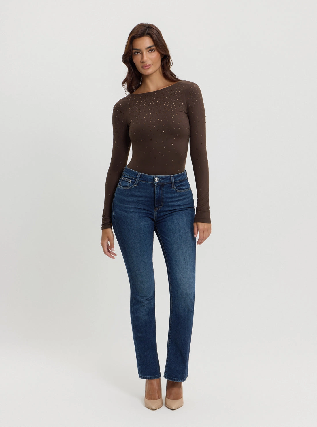 Brown Rosy Strass Bodysuit