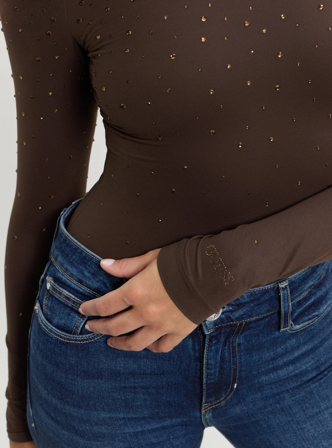 Brown Rosy Strass Bodysuit
