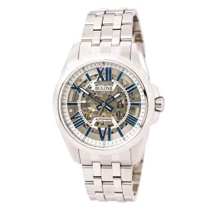 Bulova 96A187 Men's Automatic Silver Skeleton Dial Stainless Steel Bracelet Watch