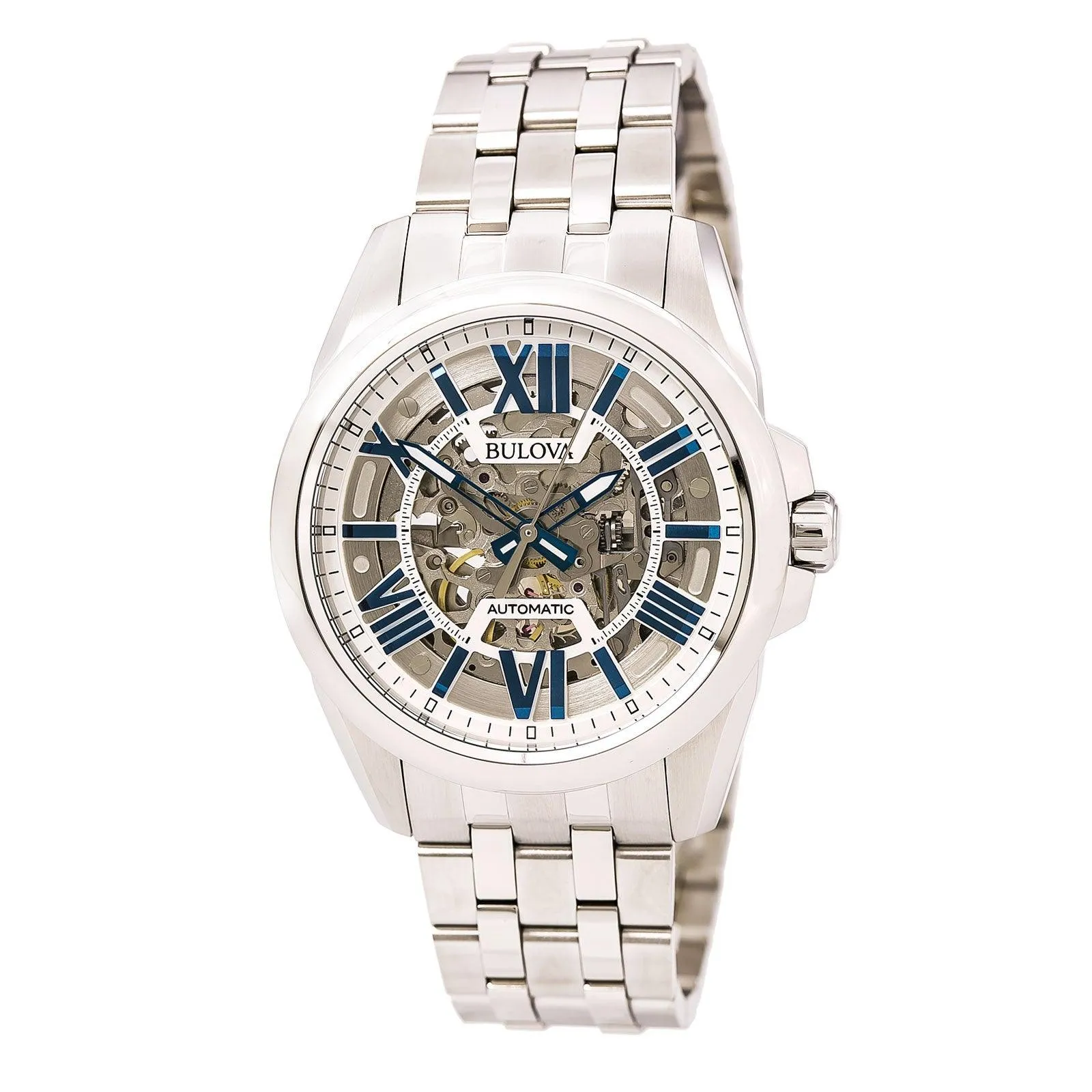 Bulova 96A187 Men's Automatic Silver Skeleton Dial Stainless Steel Bracelet Watch