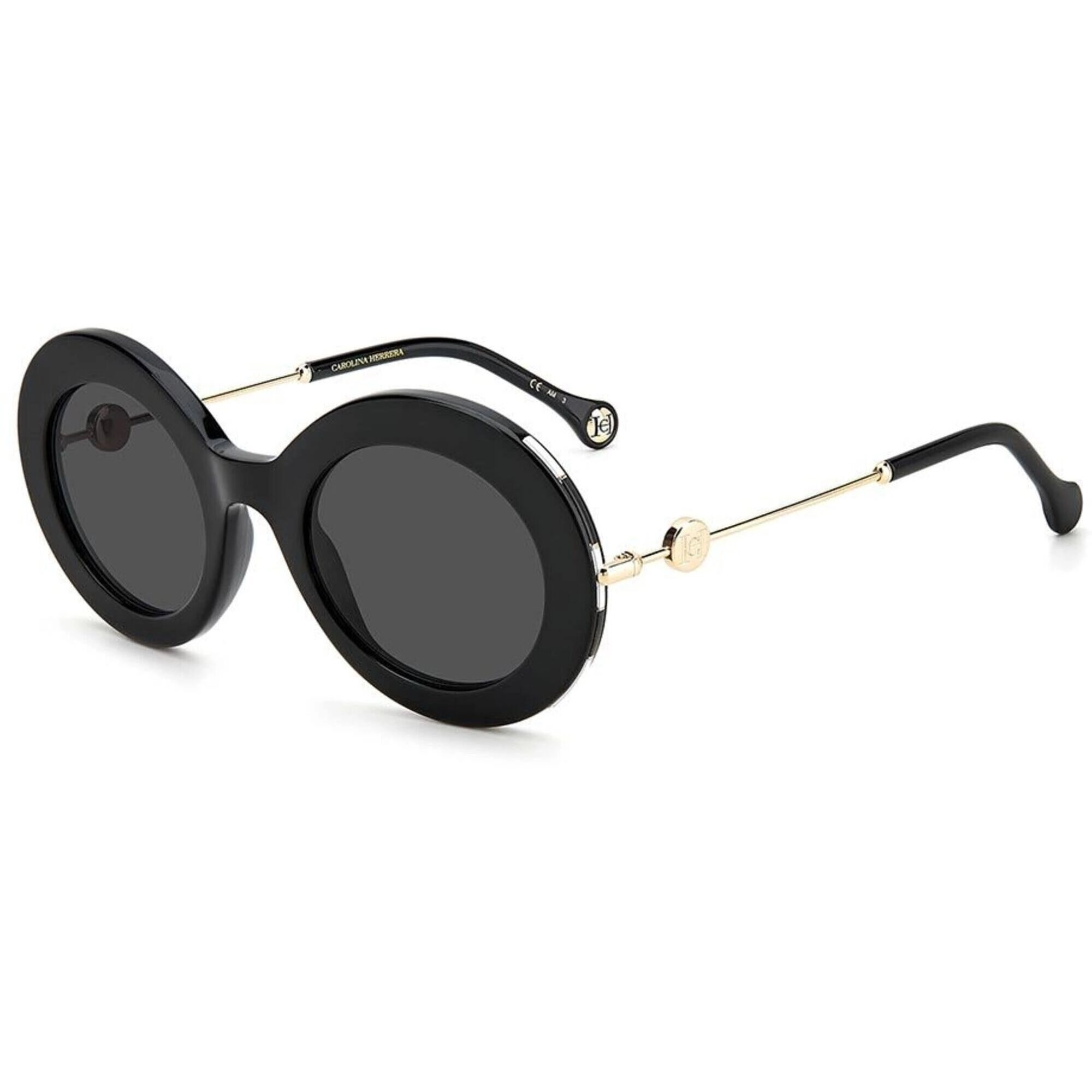 Carolina Herrera Women's Sunglasses - Black Round Frame Grey Lens | CH 0020/s 0807