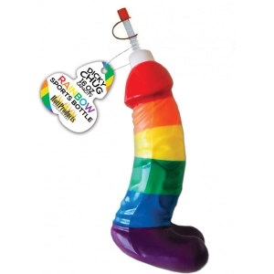 Cheeky Rainbow Dicky Chug Sports Water Bottle - 16 oz Fun Hydration