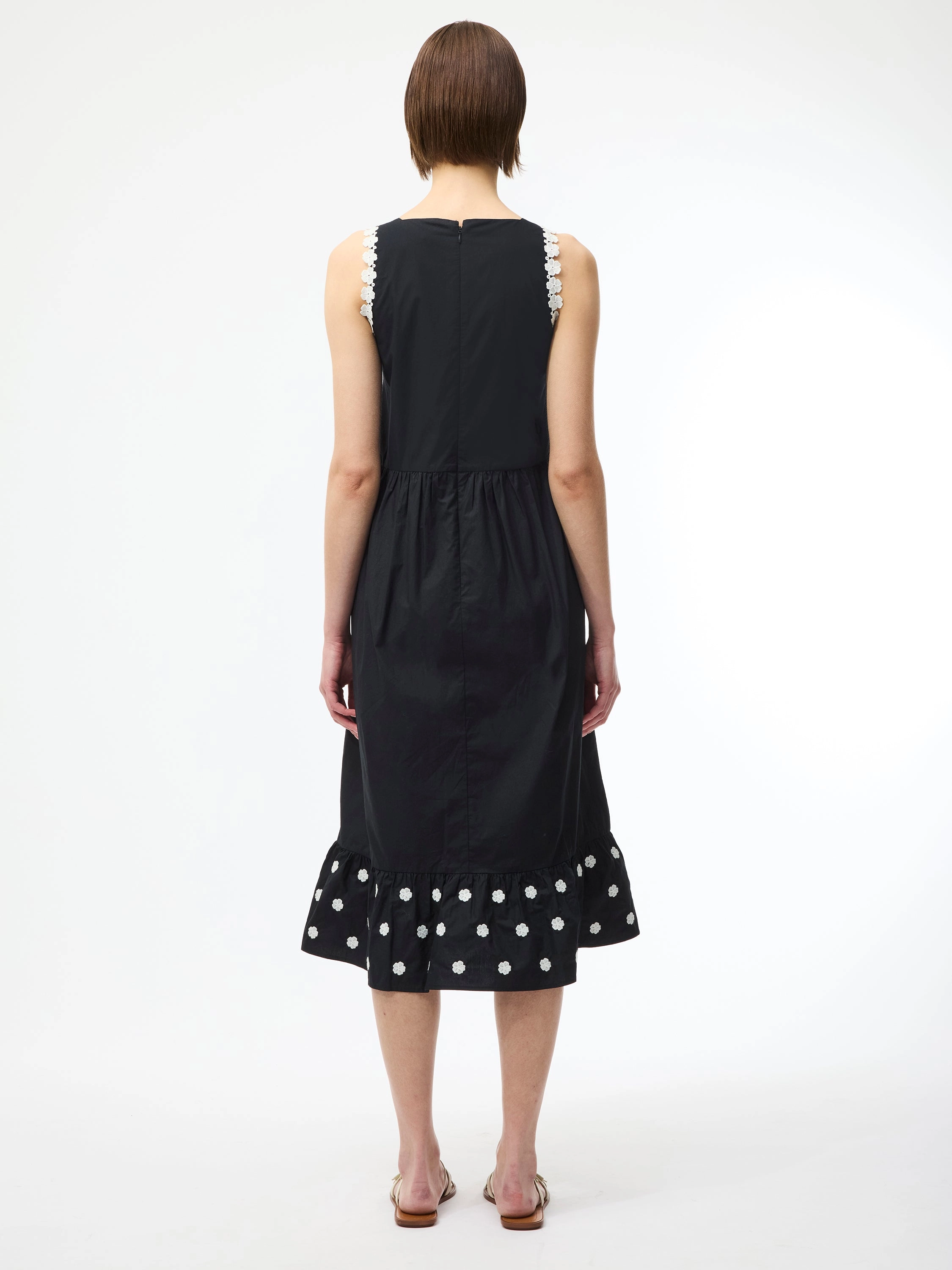 Devin Poplin Embroidered Midi Dress