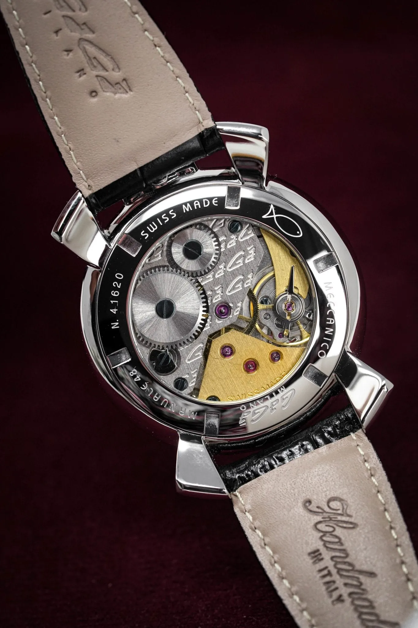 GaGà Milano Watch Hand Winding Manuale 48MM Silver Rose Gold 5010.07