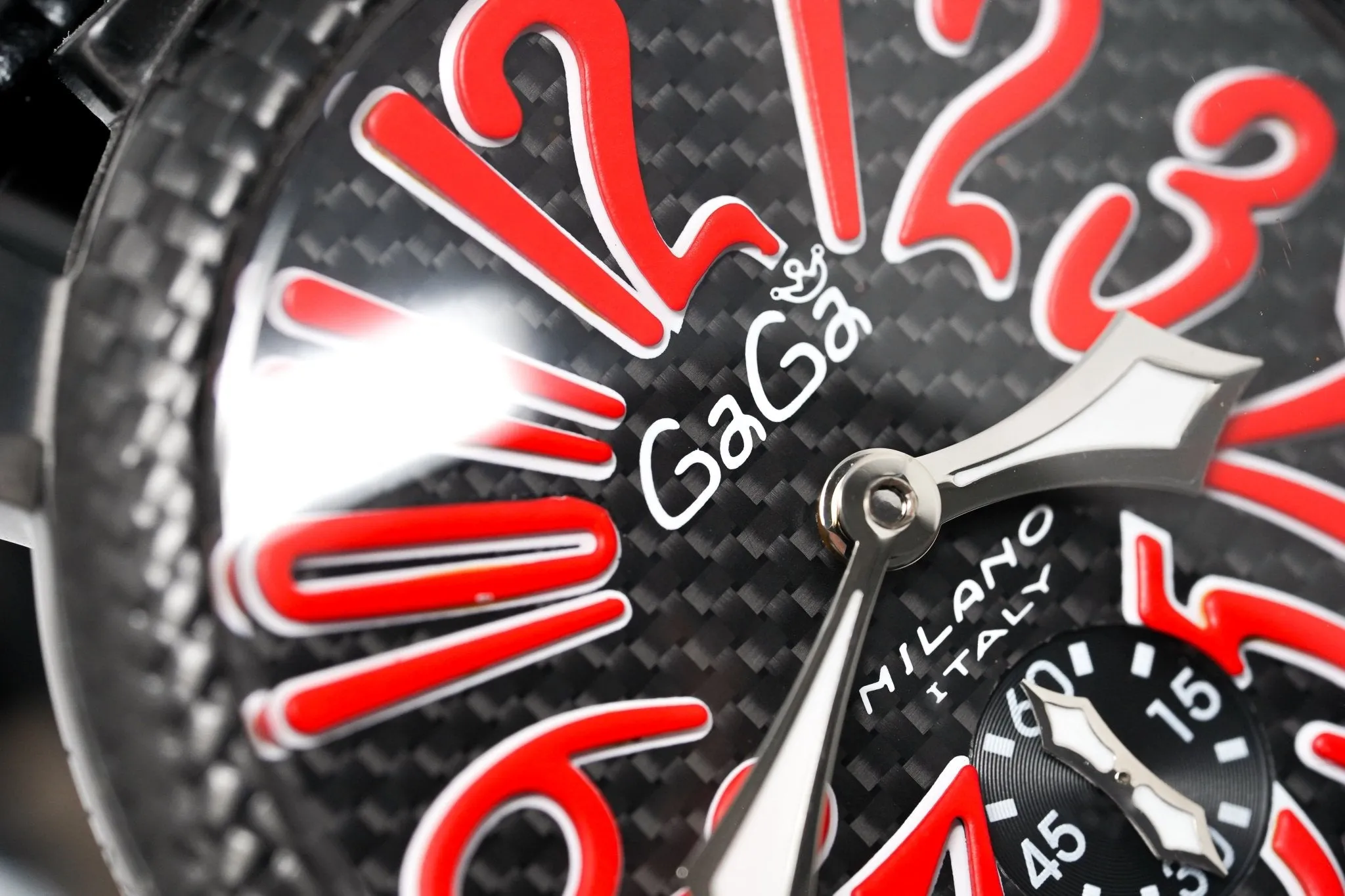 Gagà Milano Watch Manuale 48mm Carbon Fibre Red 5016.08