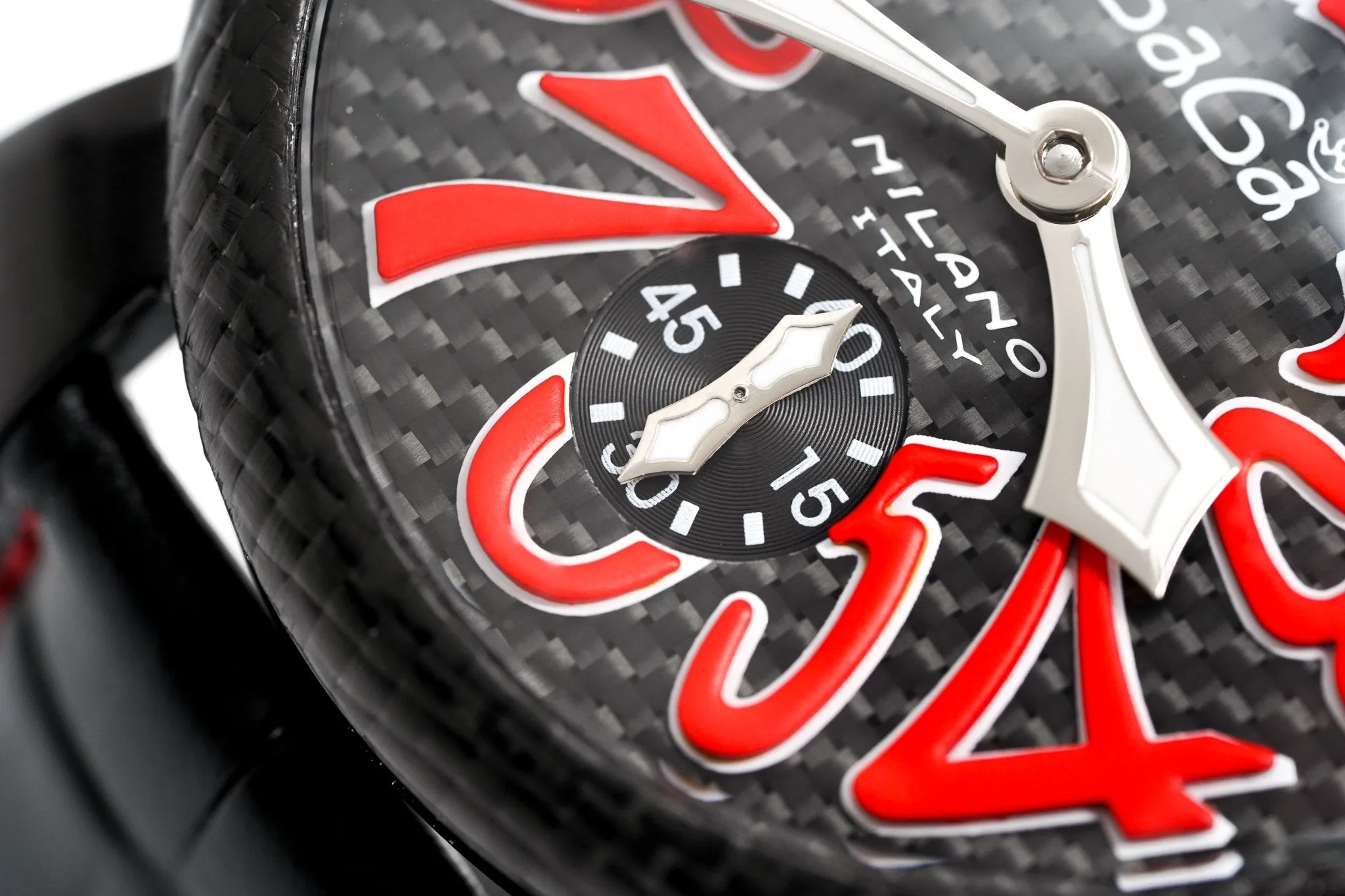 Gagà Milano Watch Manuale 48mm Carbon Fibre Red 5016.08