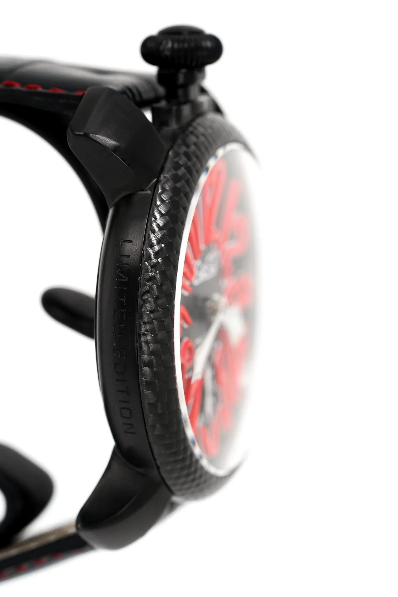 Gagà Milano Watch Manuale 48mm Carbon Fibre Red 5016.08