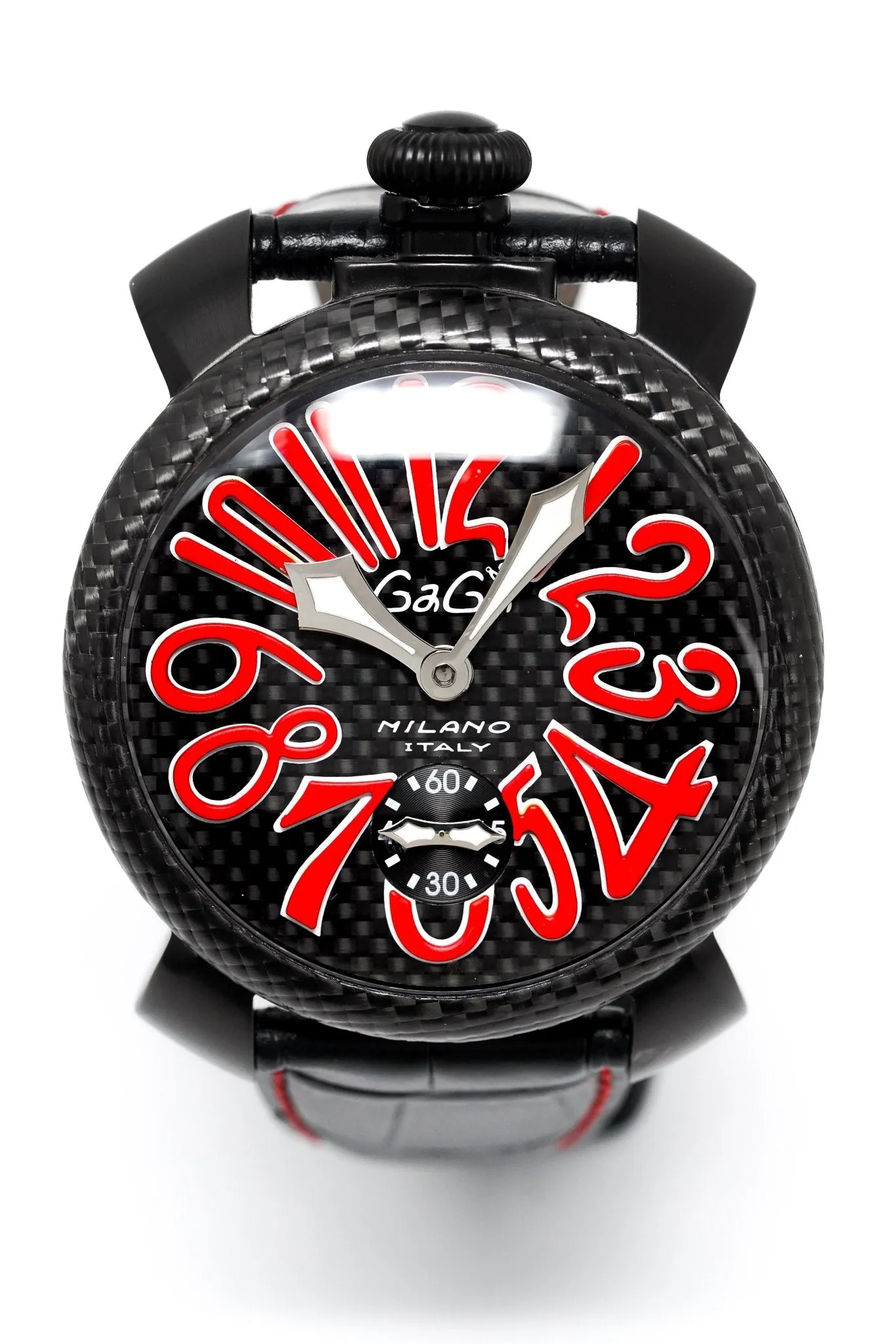 Gagà Milano Watch Manuale 48mm Carbon Fibre Red 5016.08