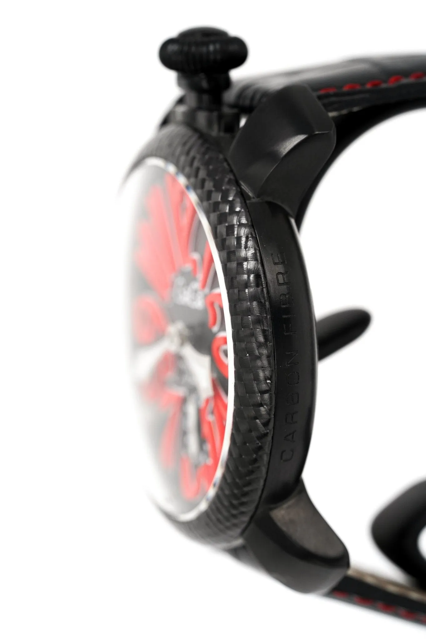 Gagà Milano Watch Manuale 48mm Carbon Fibre Red 5016.08