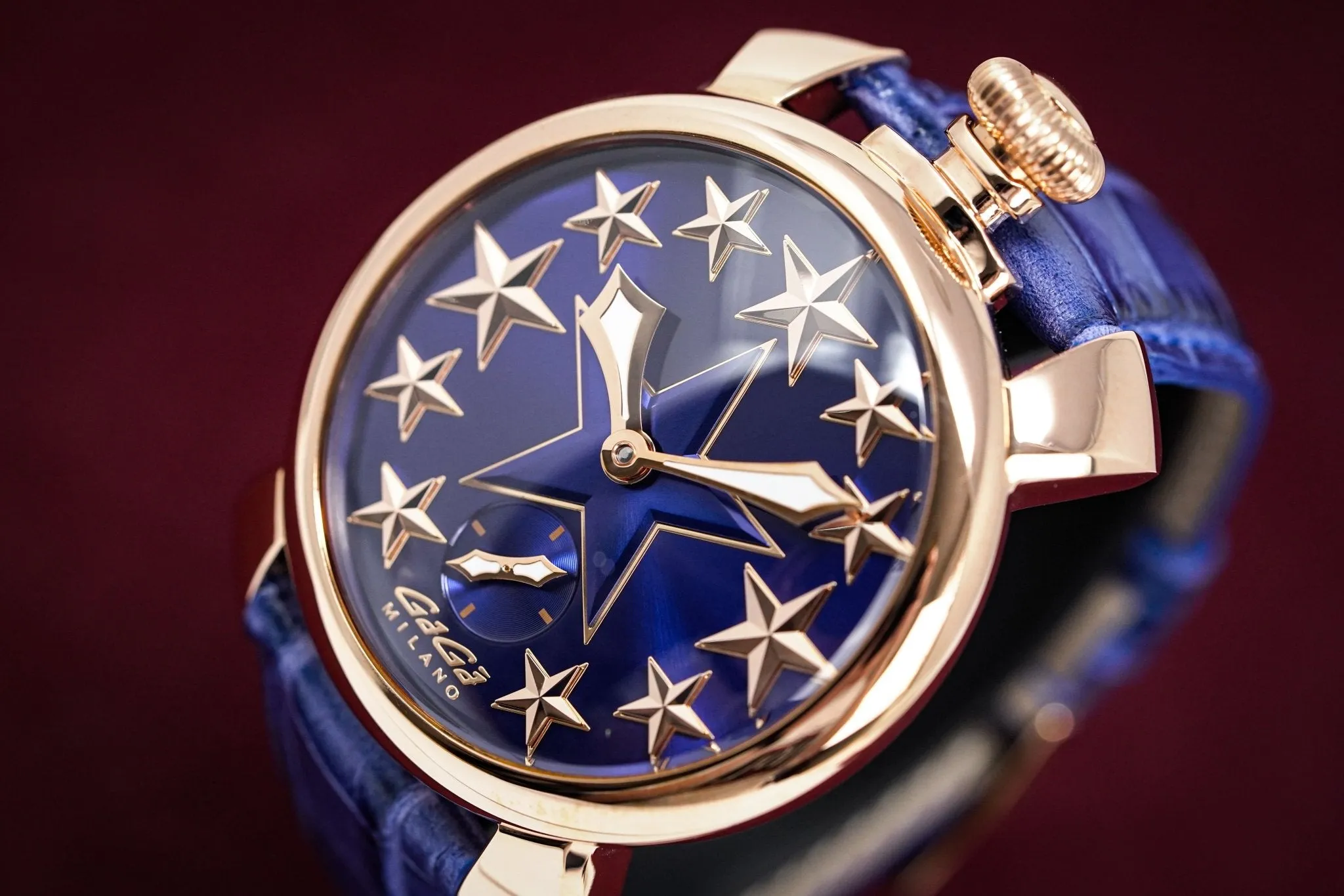 GaGà Milano Watch Manuale 48MM Stars Rose Gold Blue
