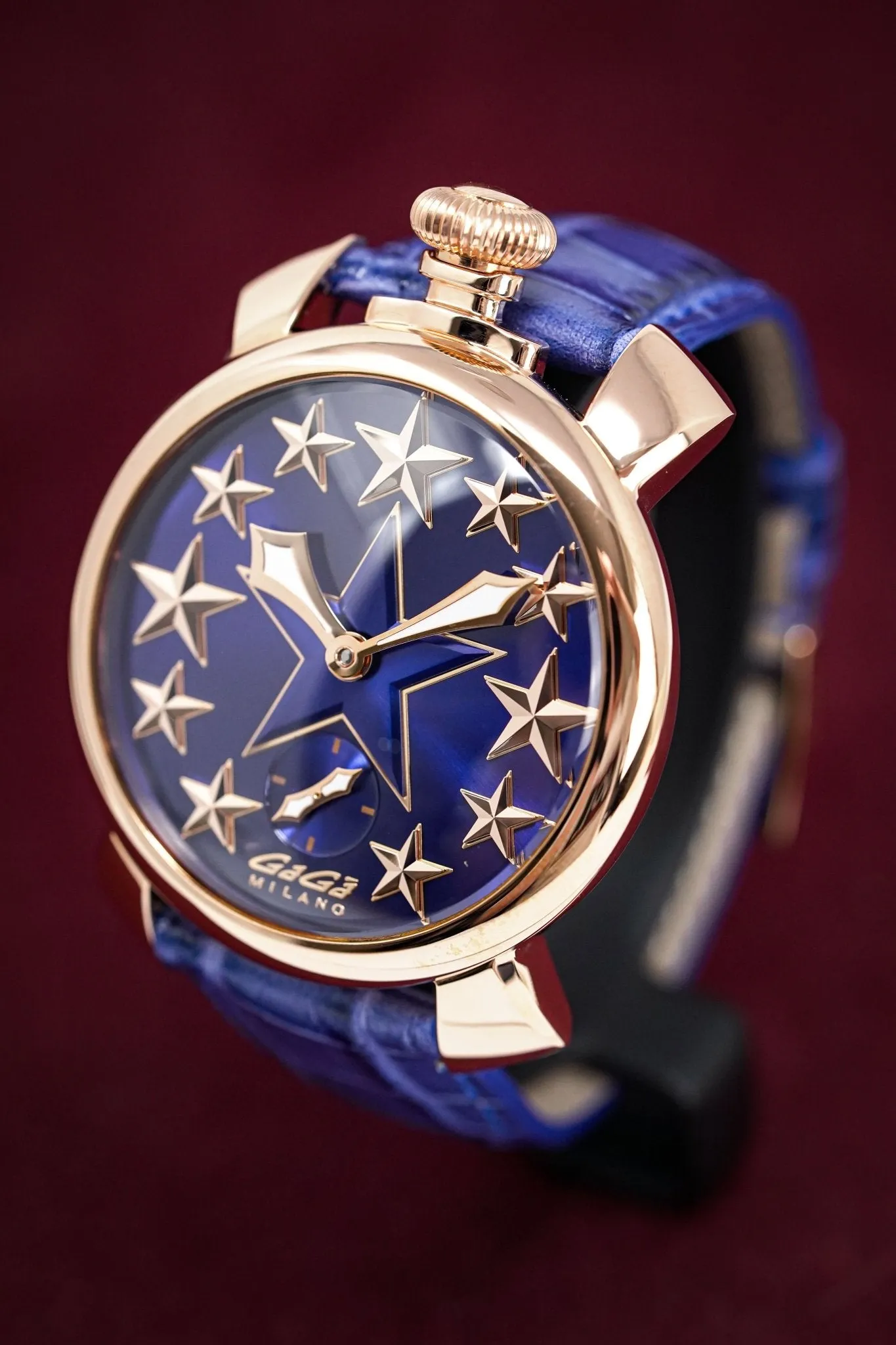 GaGà Milano Watch Manuale 48MM Stars Rose Gold Blue