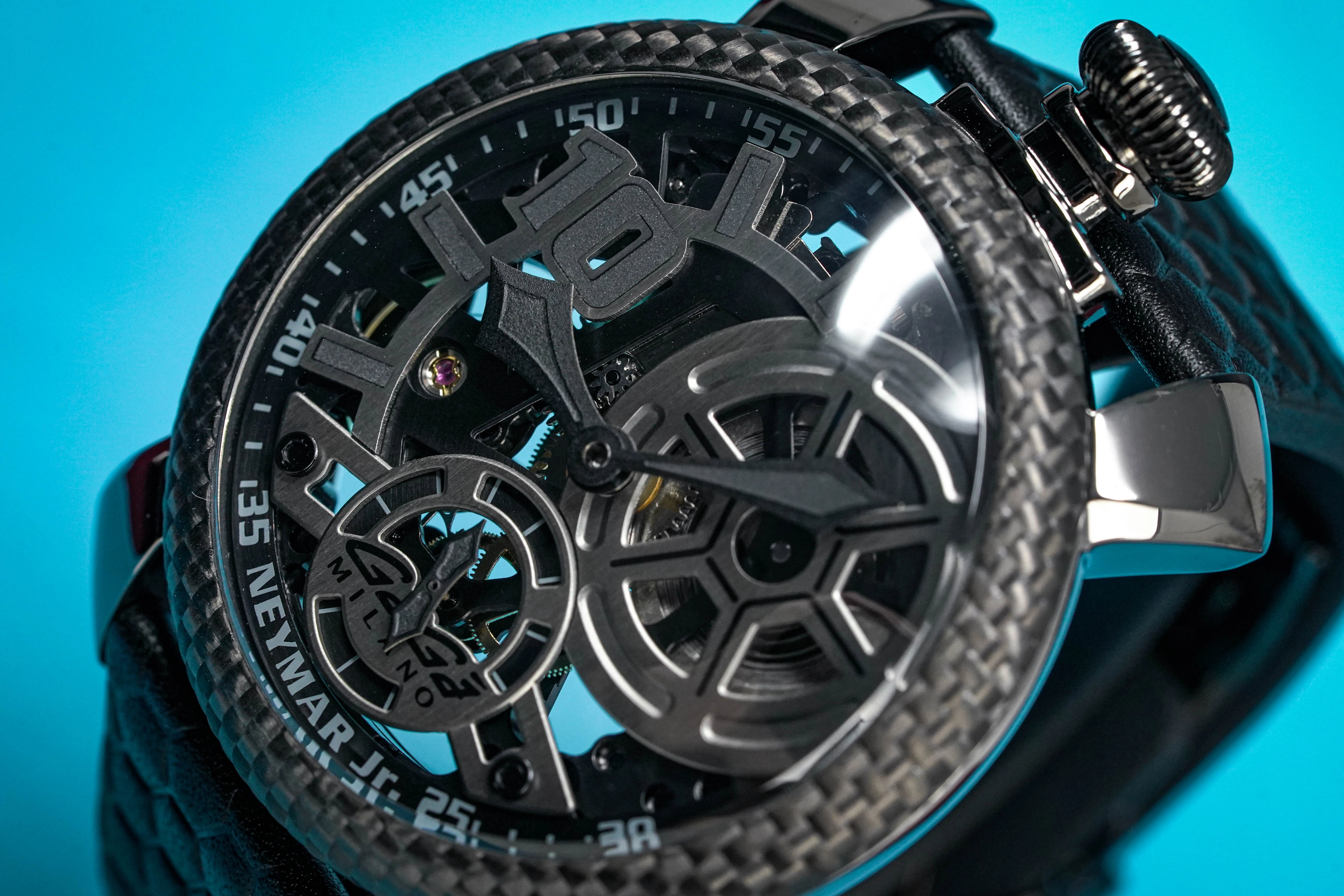 Gaga Milano Watch Neymar Jr. Skeleton Gun Carbon Limited Edition