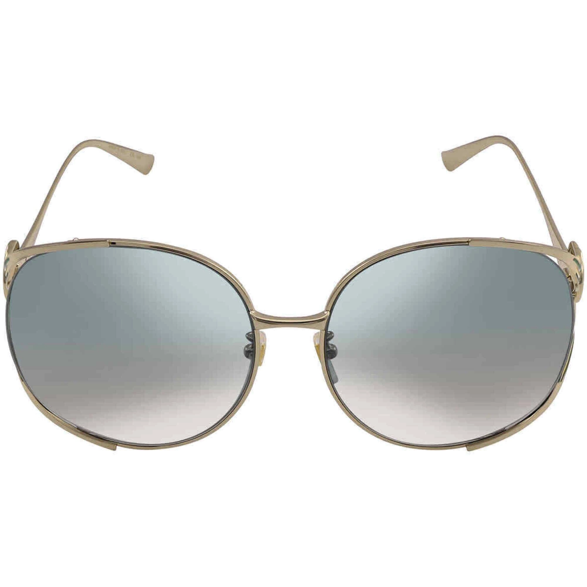 Gucci Women's Sunglasses - Gold Metal Full Rim Oval Frame Green Lens | GG0225S 006