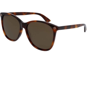 Gucci Women's Sunglasses - Havana Acetate Square Shape Frame Brown Lens | GG0024S 002