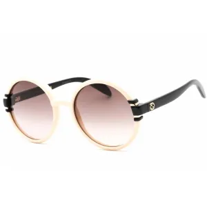 Gucci Women's Sunglasses - Ivory/Black Round Full Rim Plastic Frame | GG1067S 003
