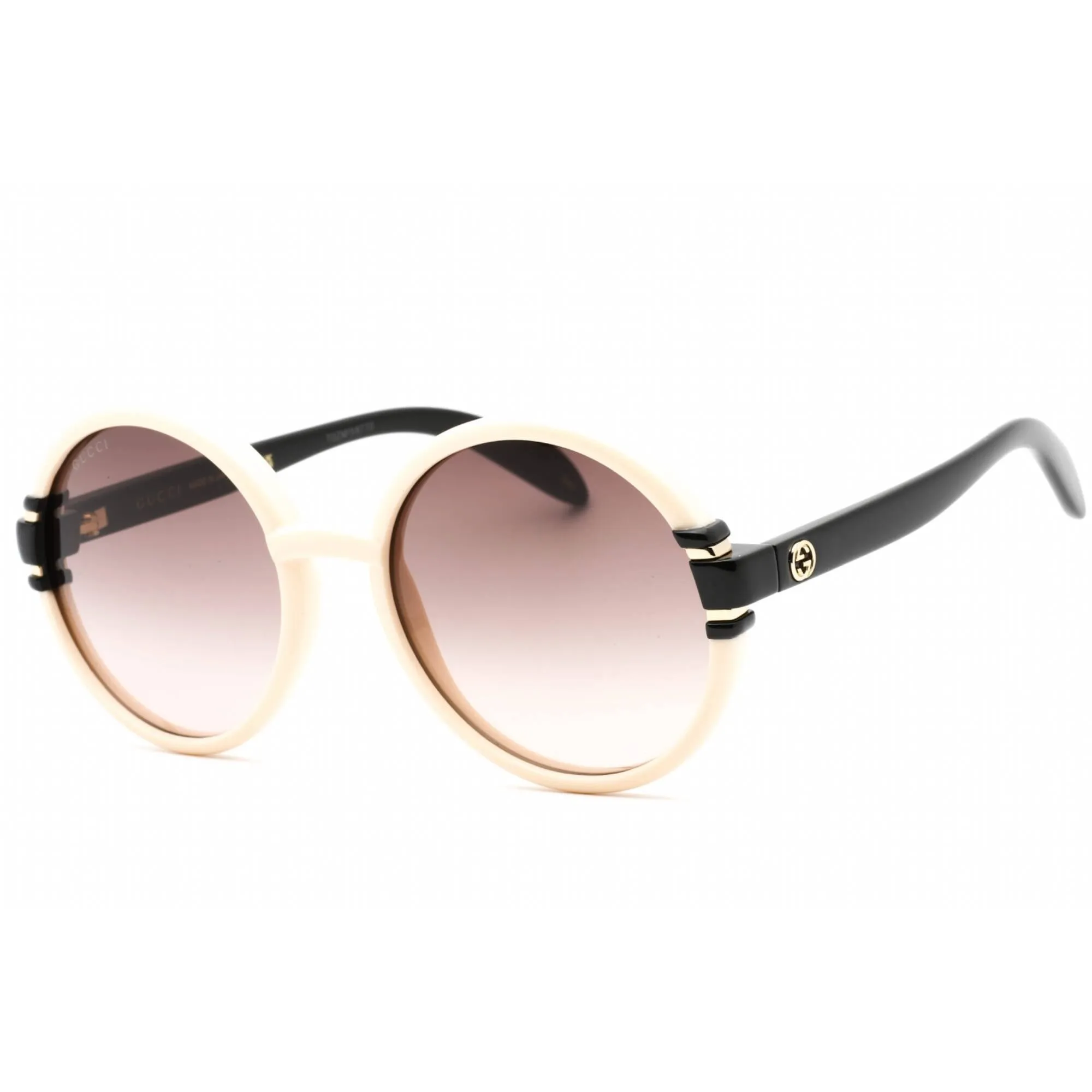 Gucci Women's Sunglasses - Ivory/Black Round Full Rim Plastic Frame | GG1067S 003
