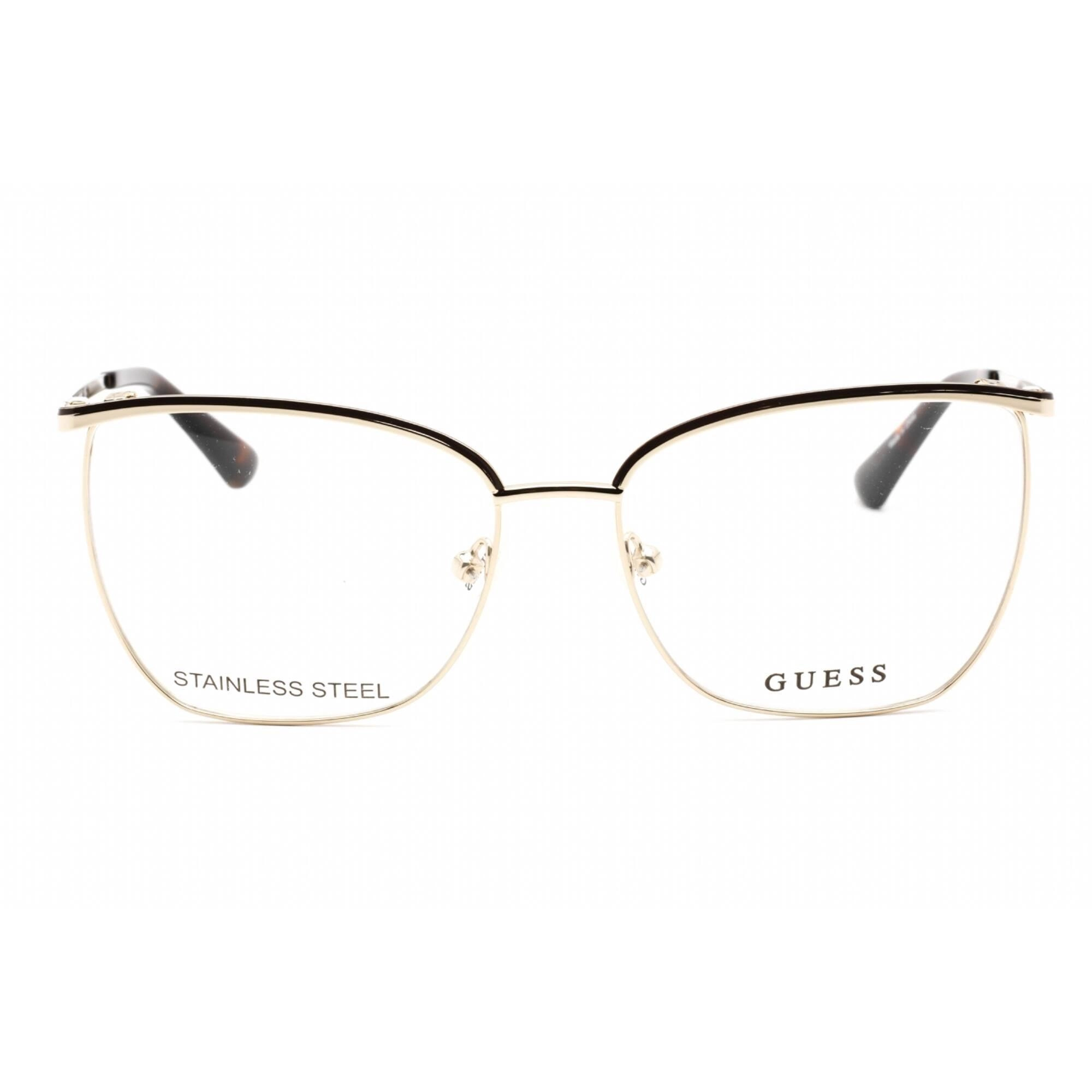 Guess Women's Eyeglasses - Pale Gold Metal Full Rim Rectangular Frame | GU2878 032