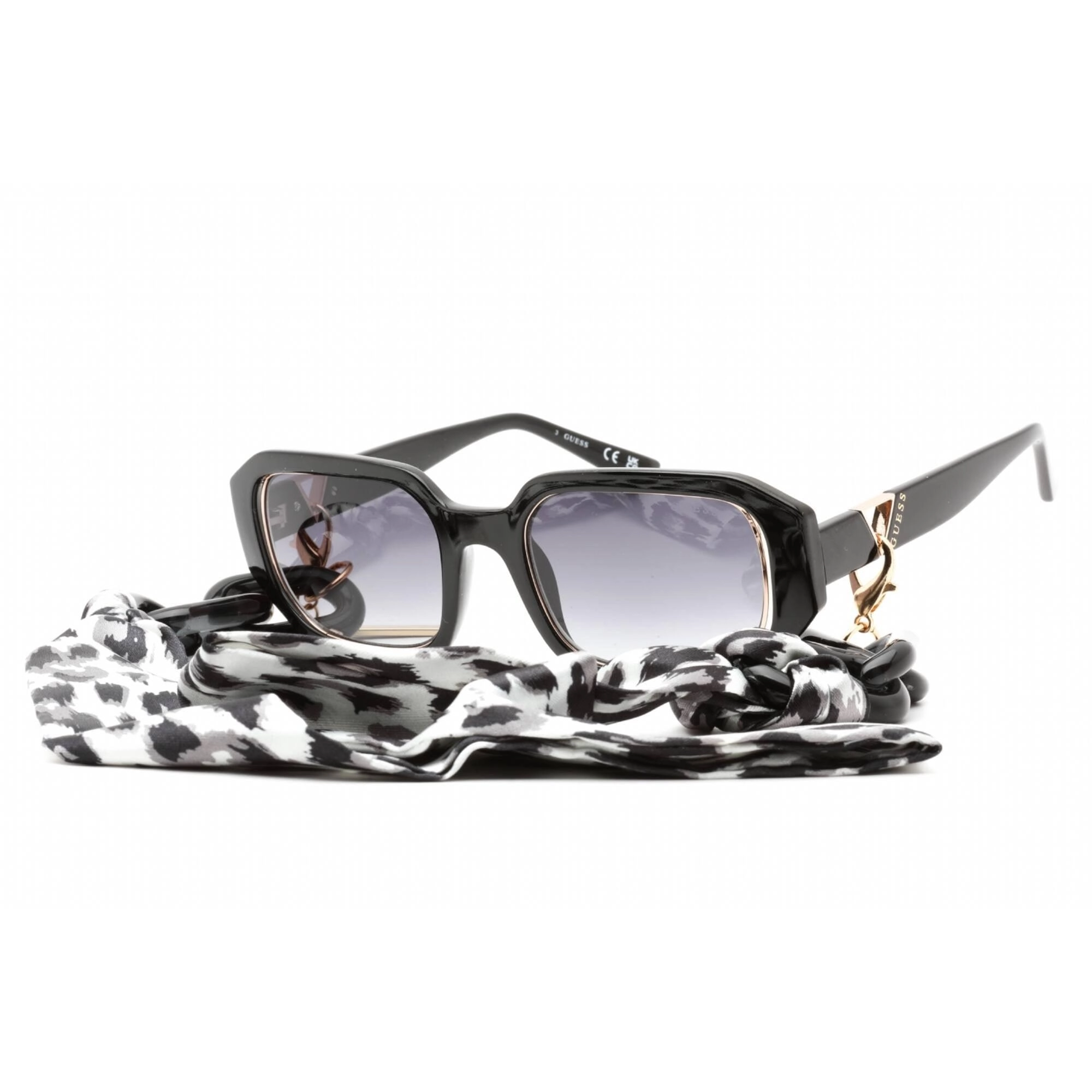 Guess Women's Sunglasses - Full Rim Shiny Black Rectangular Shape, 53 mm | GU7817 01B