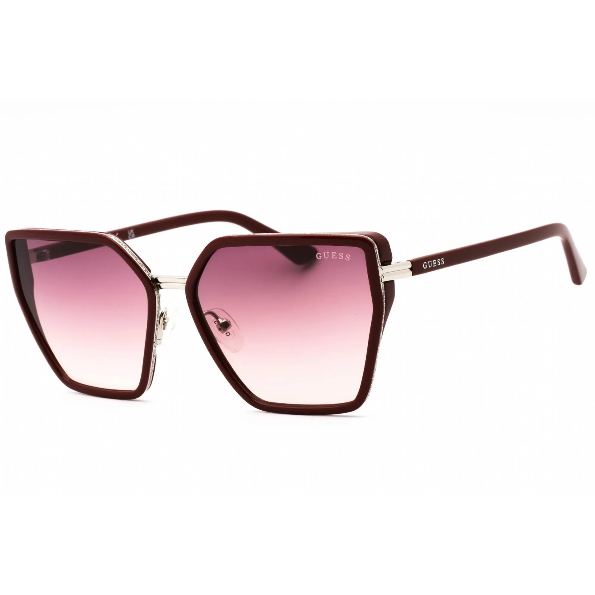 Guess Women's Sunglasses - Shiny Bordeaux Cat Eye Metal Full Rim Frame | GU7871 69Z