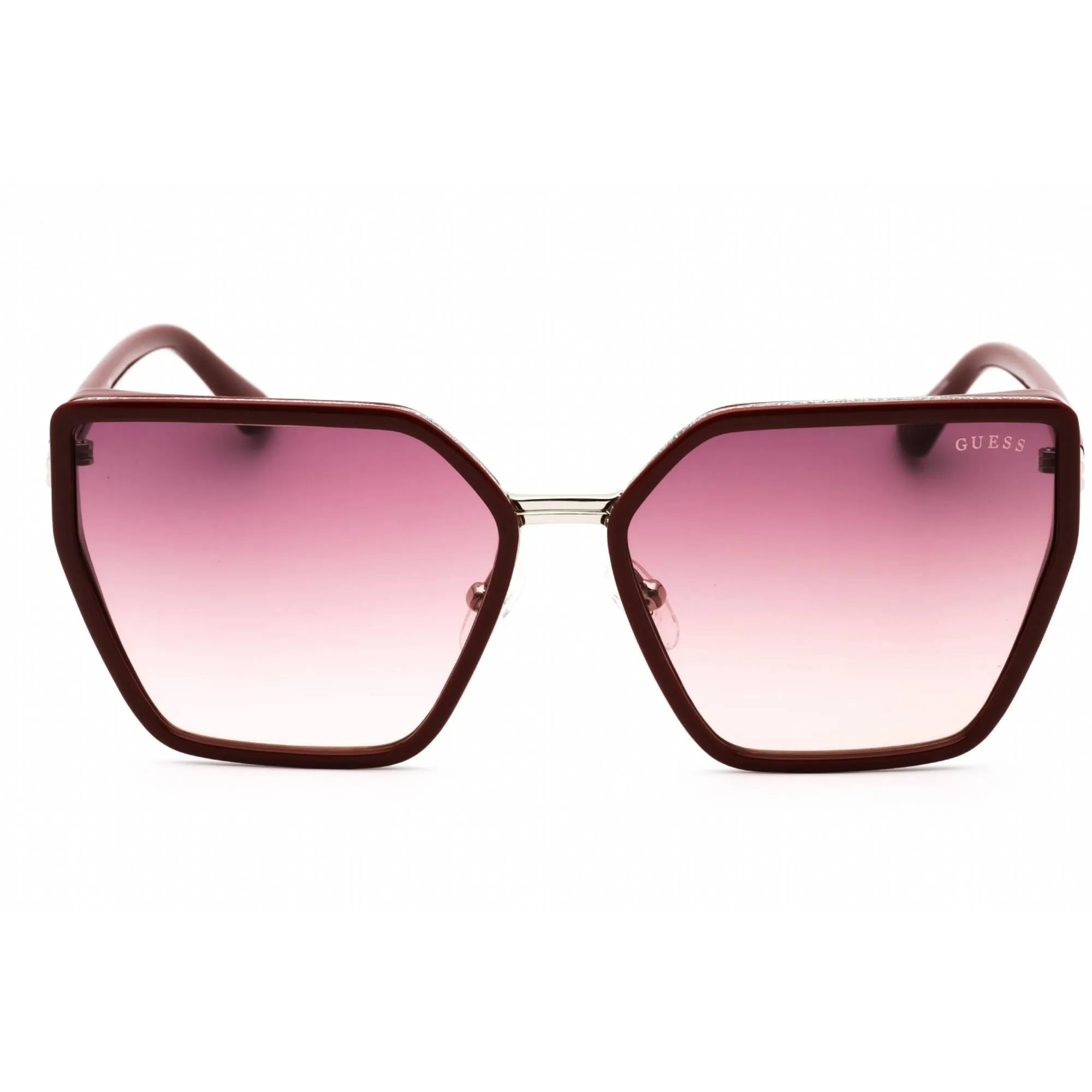 Guess Women's Sunglasses - Shiny Bordeaux Cat Eye Metal Full Rim Frame | GU7871 69Z