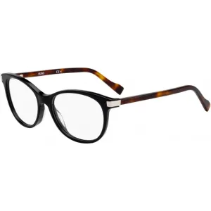 Hugo Women's Eyeglasses - Black Havana Plastic Frame Demo Lens | HUGO HG 0184 0WR7