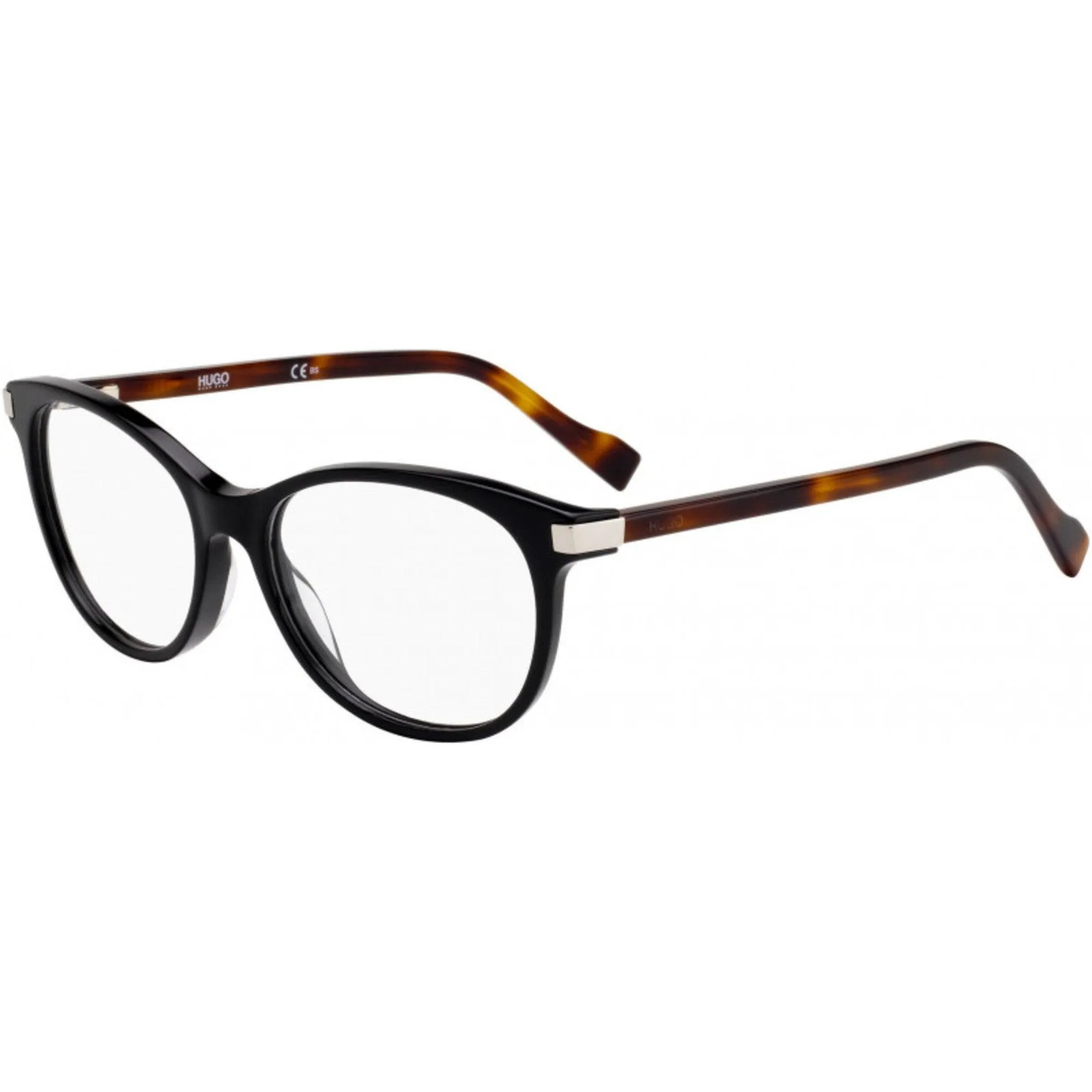 Hugo Women's Eyeglasses - Black Havana Plastic Frame Demo Lens | HUGO HG 0184 0WR7