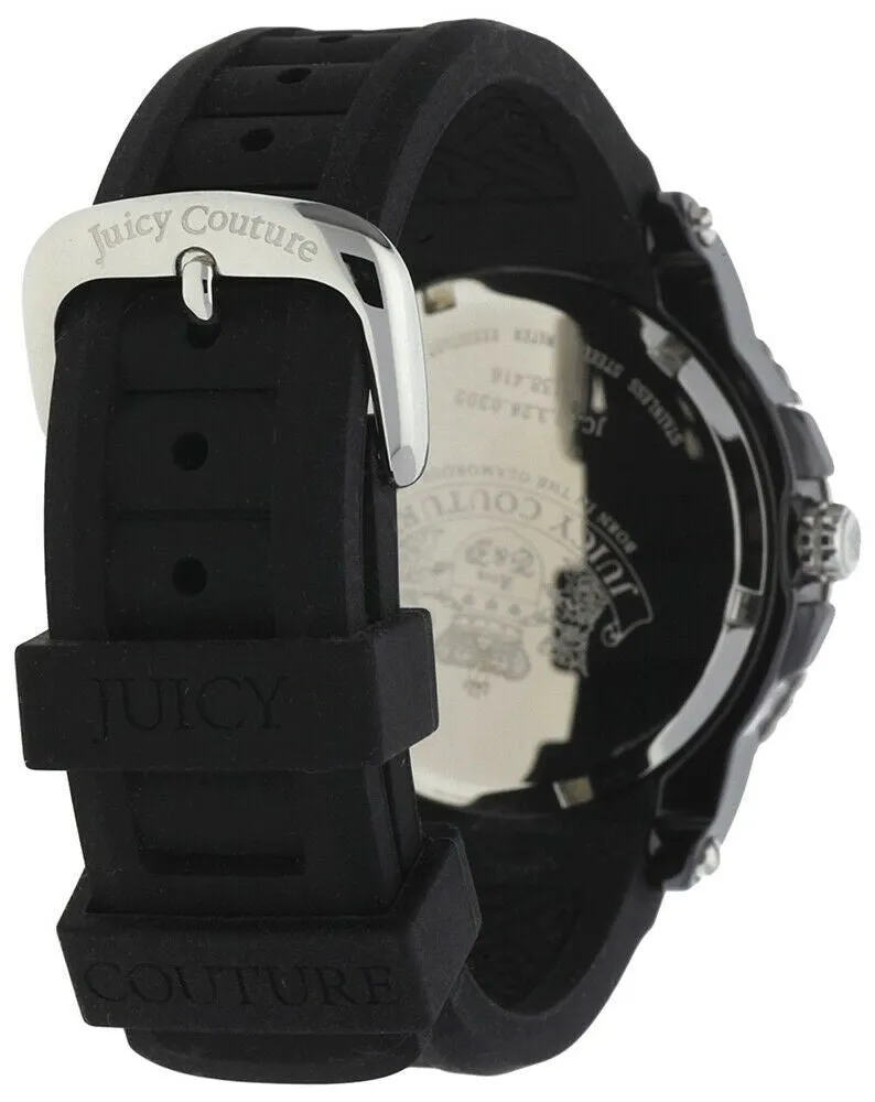 Juicy Couture Pedigree Black Ceramic & Steel Case Quartz Black Dial Black Rubber Women's Watch Day Date 1900754
