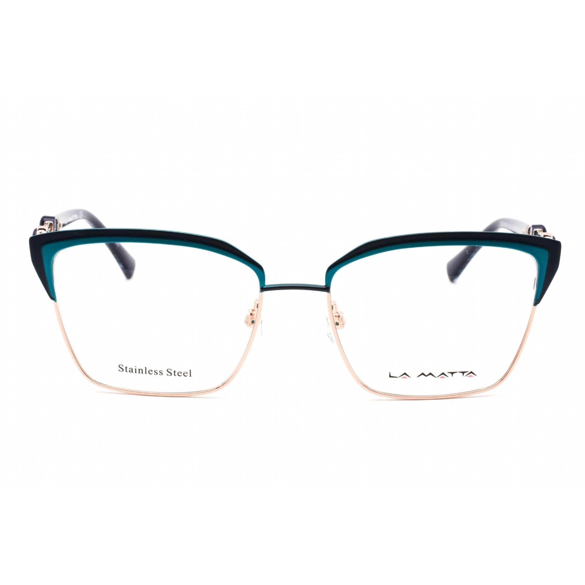 La Matta Women's Eyeglasses - Full Rim Cat Eye Gold/Turquoise Metal Frame | LMV3305 C3