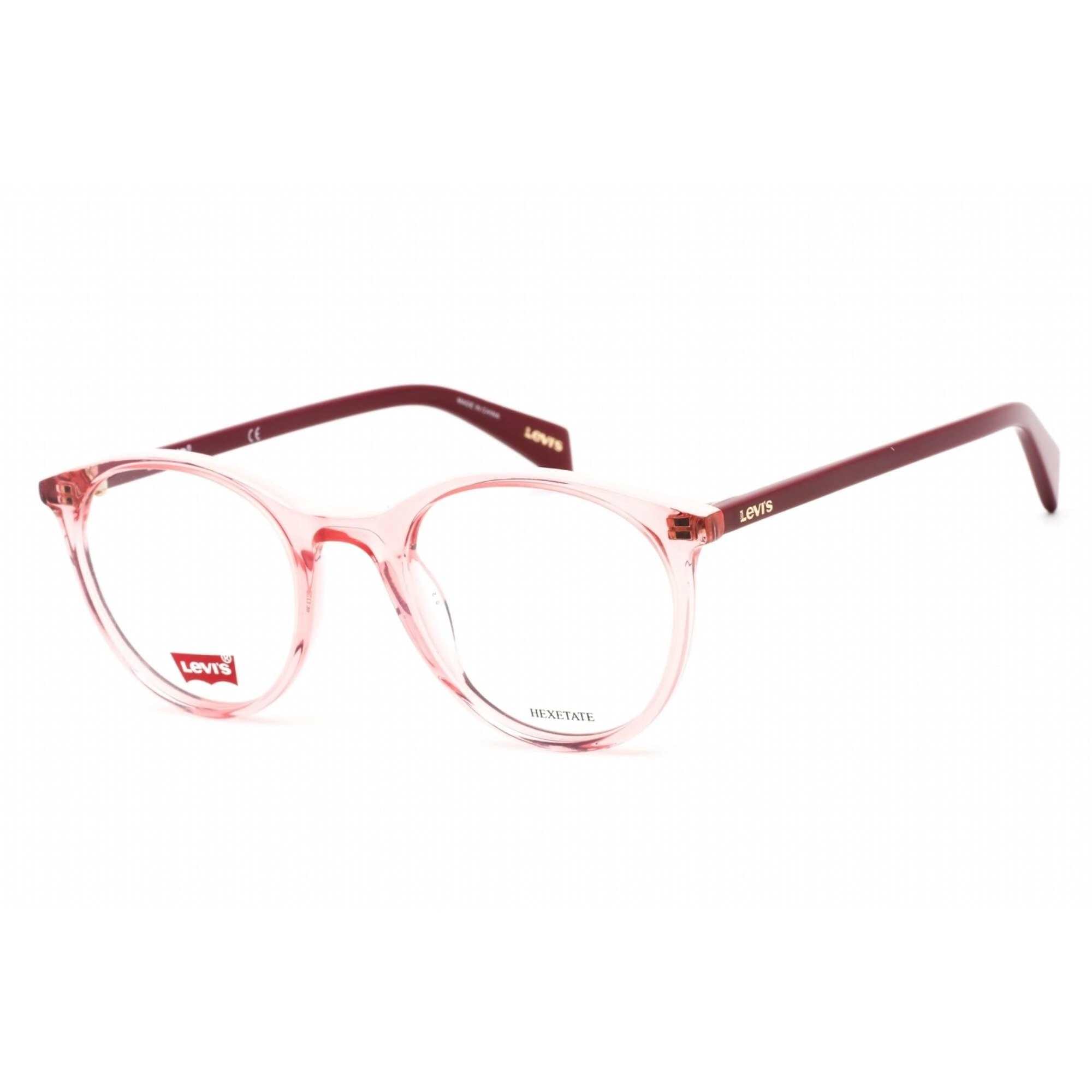 Levi's Women's Eyeglasses - Clear Lens Pink Hexetate Round Frame | LV 1005 035J 00