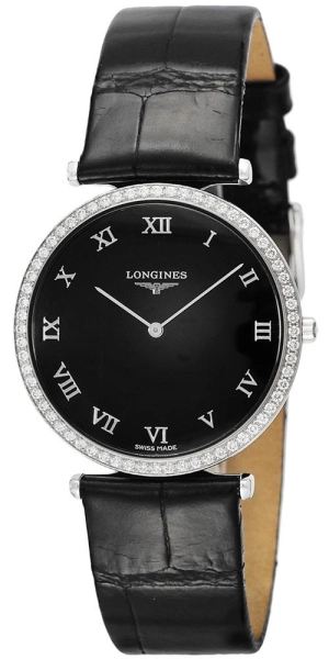 Longines La Grande Classique Black Leather Black Dial Diamonds Women's Watch L4.741.0.51.2
