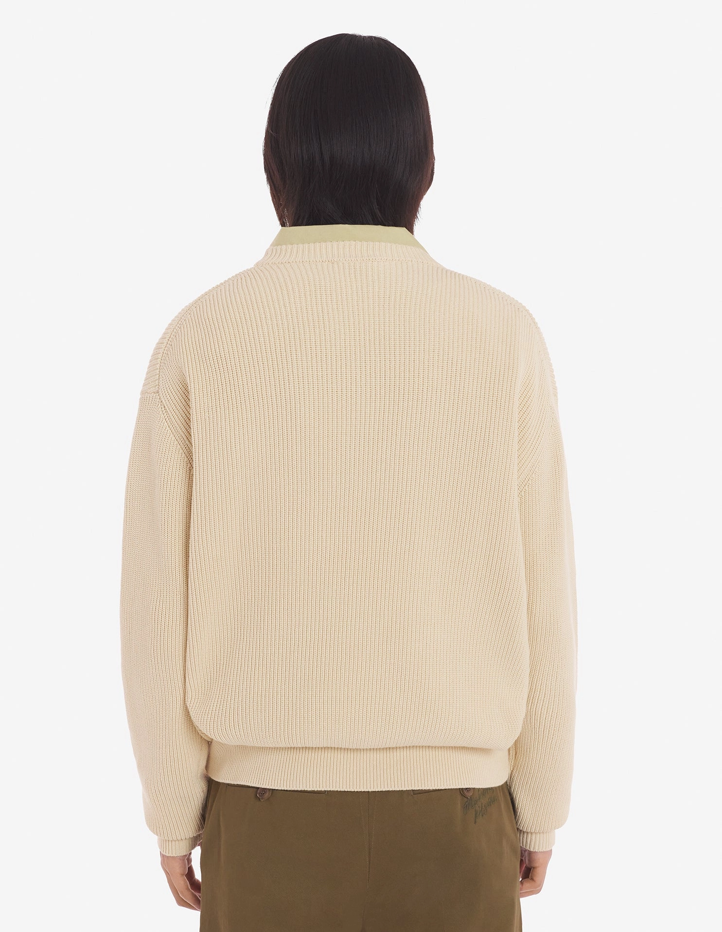 Men's Bold Fox Head Patch Comfort Ribbed Jumper Paper