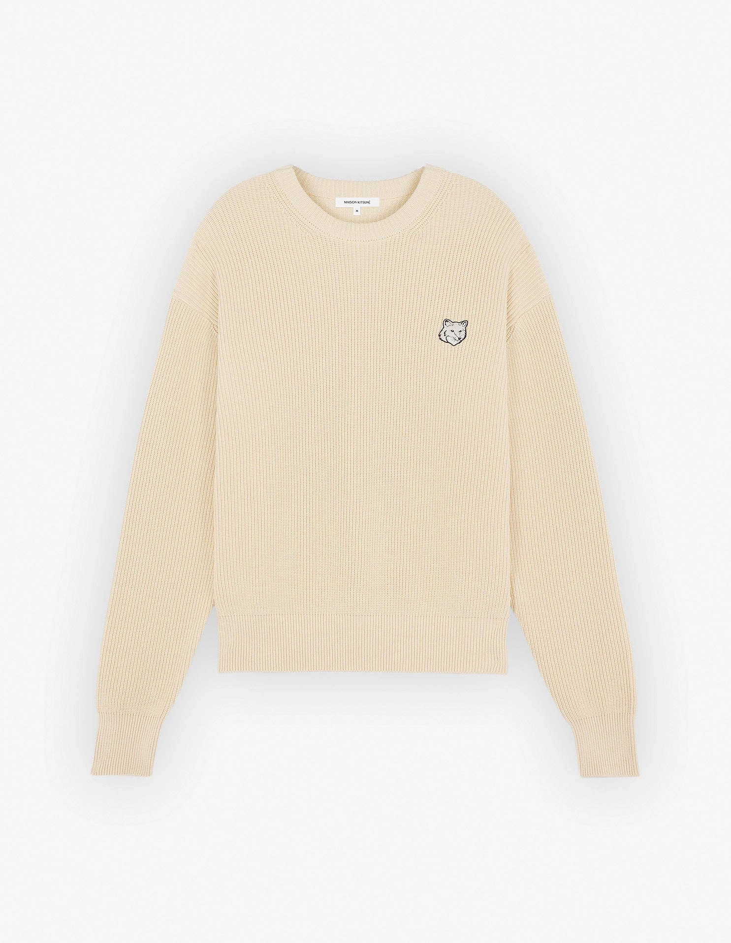 Men's Bold Fox Head Patch Comfort Ribbed Jumper Paper