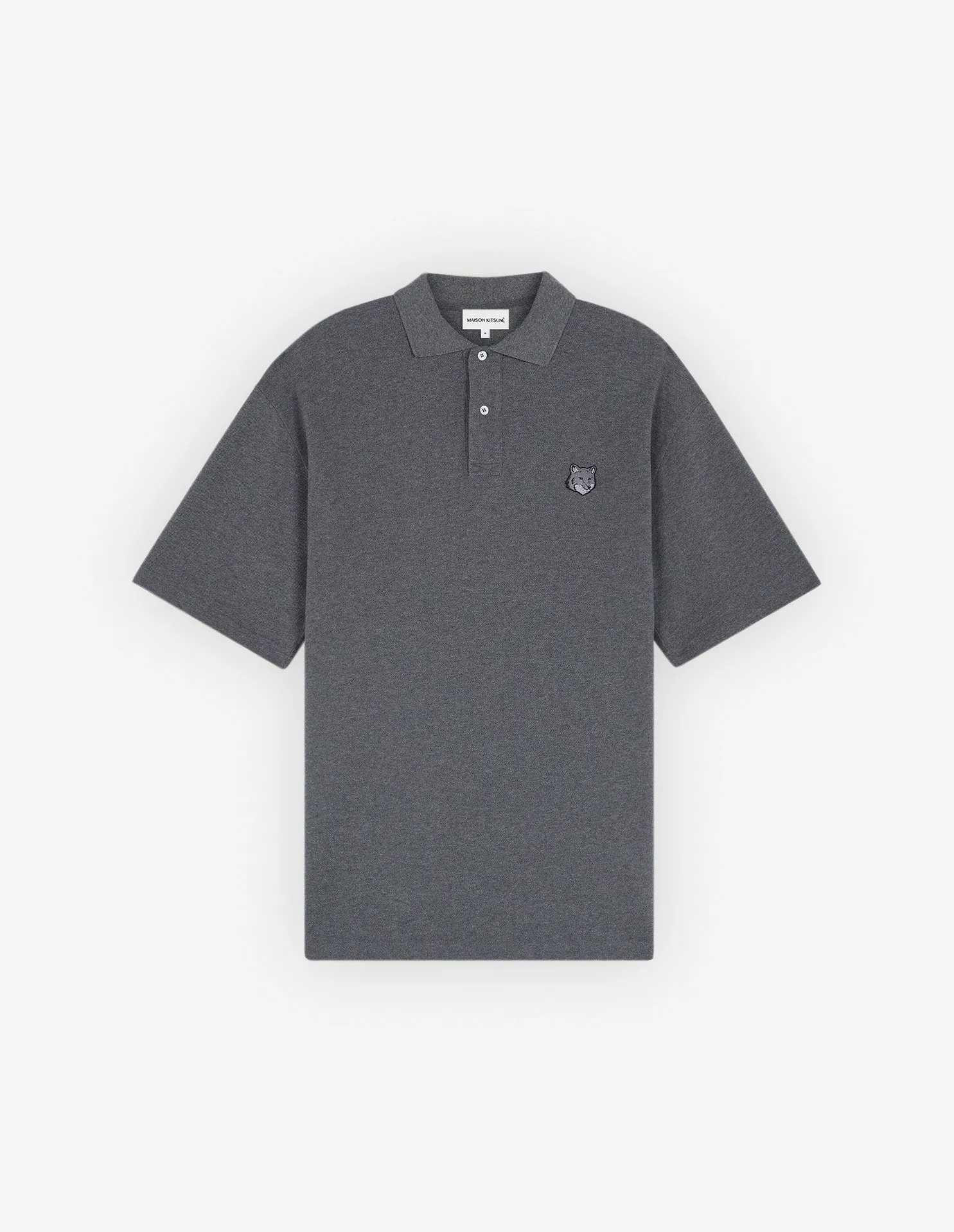 Men's Bold Fox Head Patch Oversize Polo Dark Grey Melange