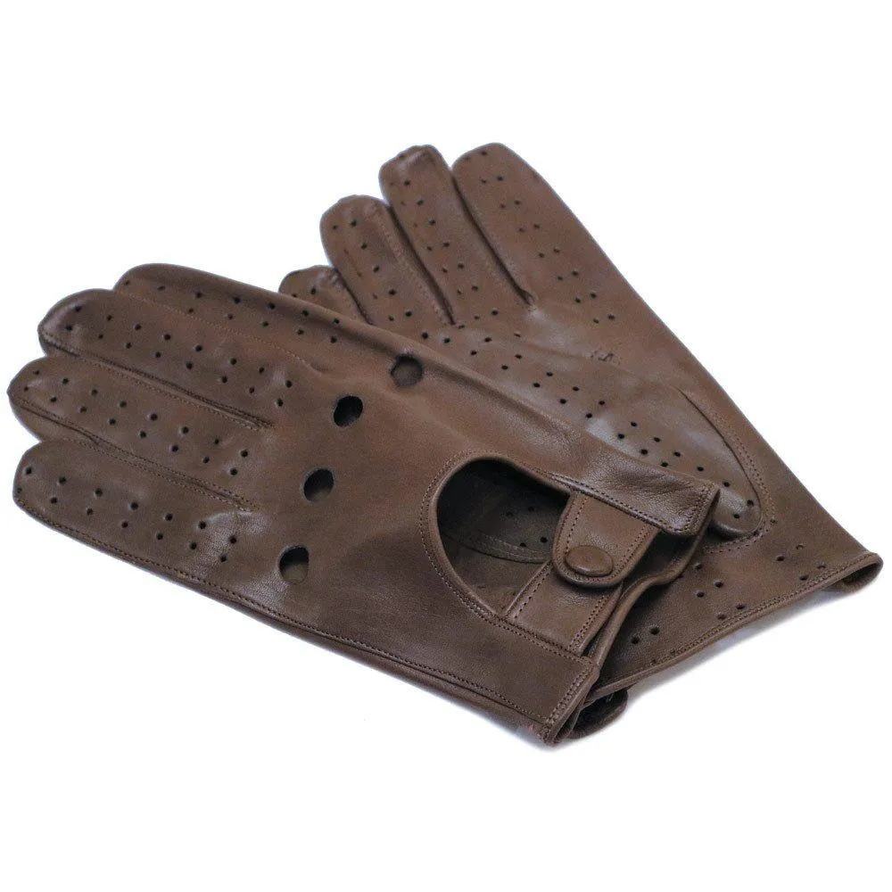Men's Taupe Leather Napoli Driving Gloves