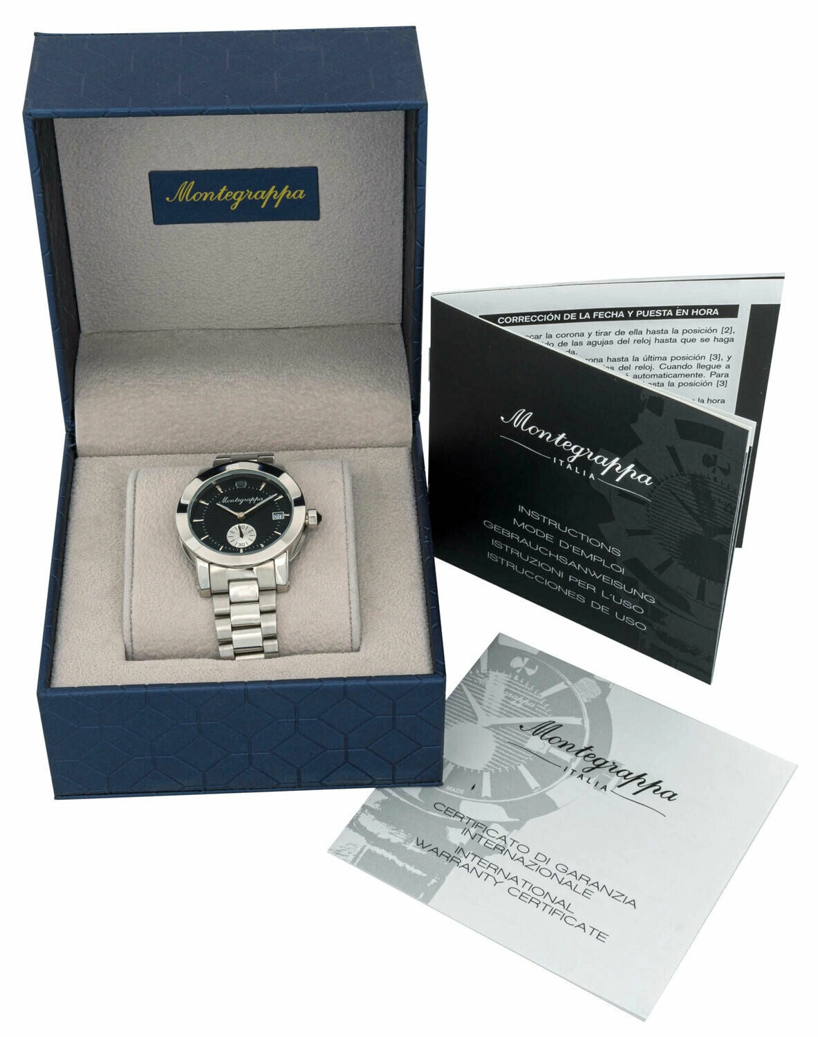 Montegrappa Nerouno Black Dial Date Stainless Steel Quartz Women's Watch IDLNWA11