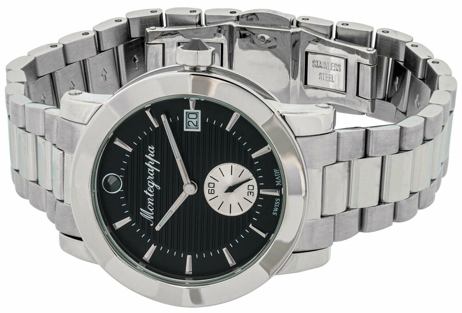 Montegrappa Nerouno Black Dial Date Stainless Steel Quartz Women's Watch IDLNWA11