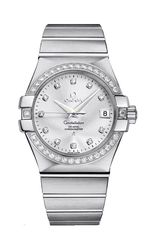 Omega Constellation Steel & Diamond Automatic Womens Watch Silver Dial Date 123.15.35.20.52.001