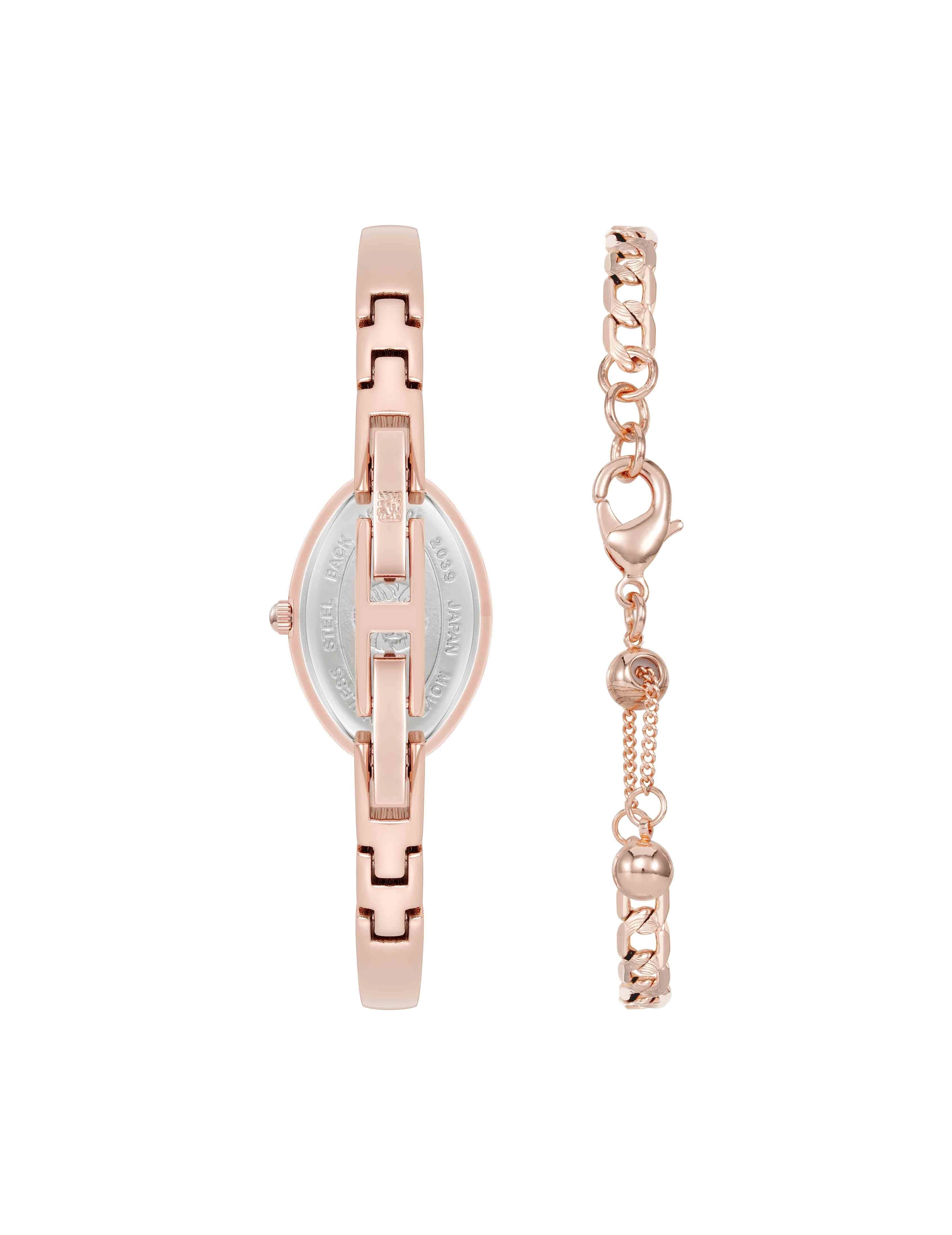 Oval Gemstone Bangle Watch Set