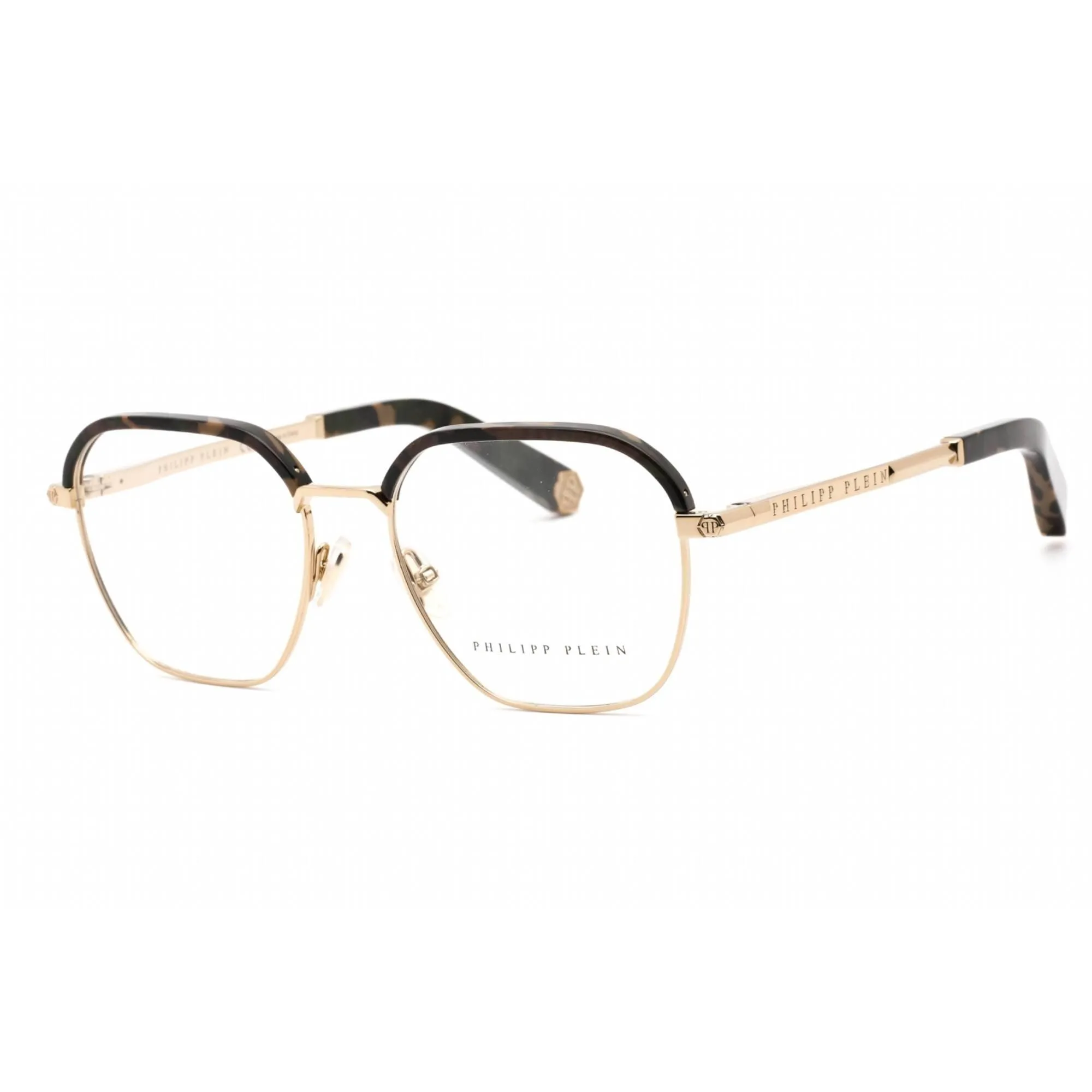 Philipp Plein Women's Eyeglasses - Shiny Grey Gold Rectangular Frame | VPP017M 08FF