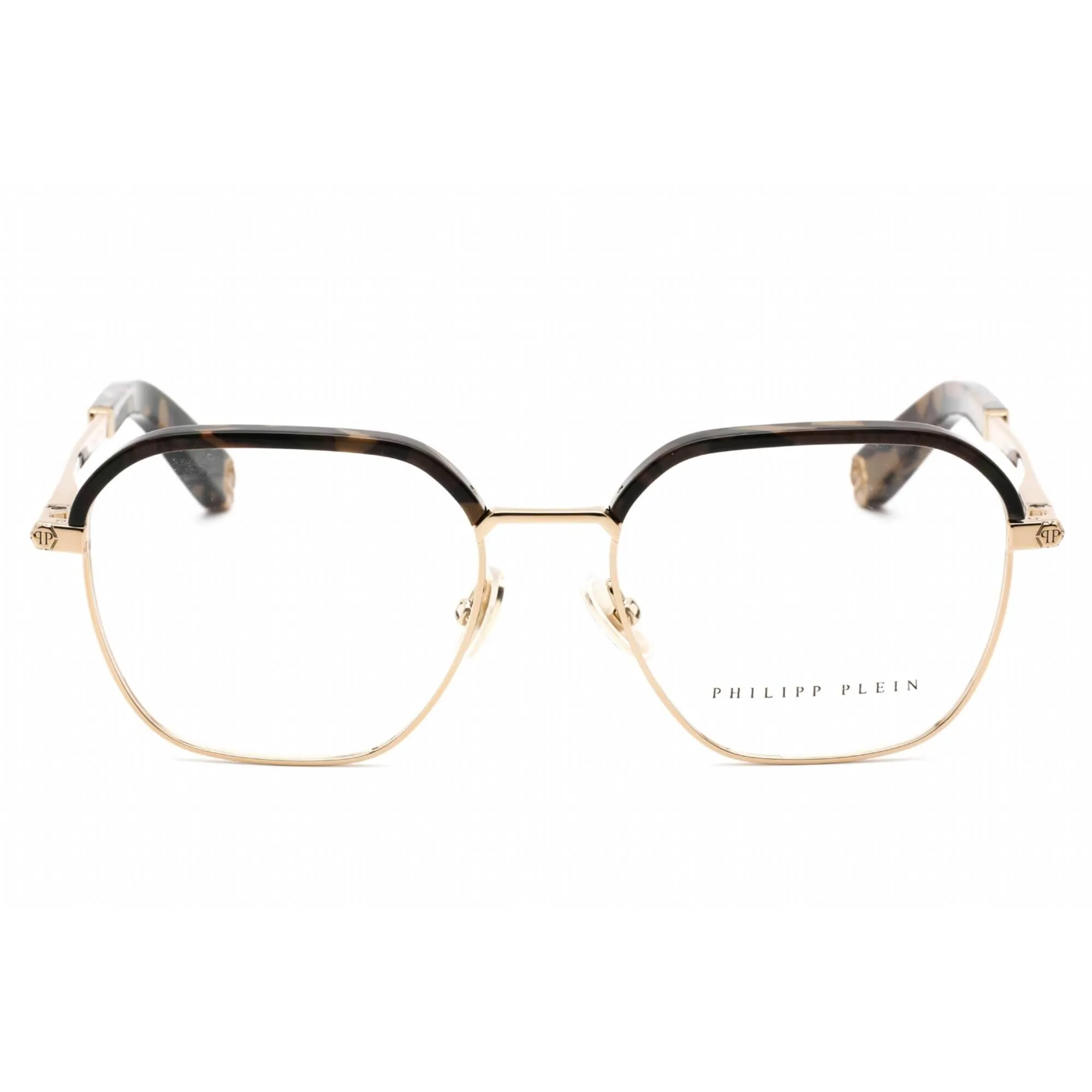 Philipp Plein Women's Eyeglasses - Shiny Grey Gold Rectangular Frame | VPP017M 08FF