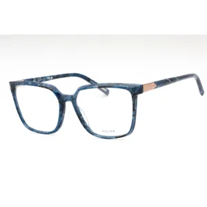Police Women's Eyeglasses - Marbled Blue Plastic Rectangular Shape Frame| VPLF27 0Z20