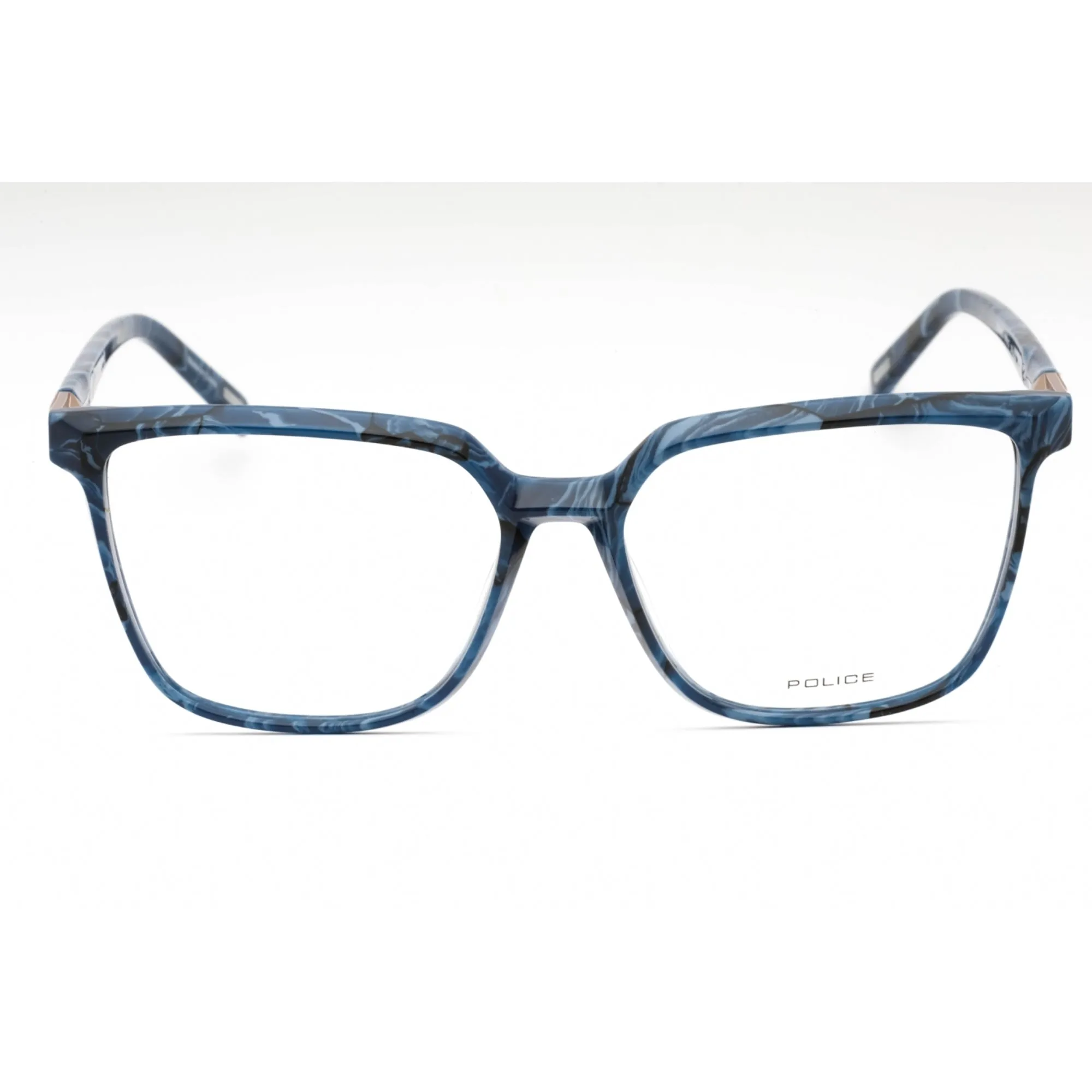 Police Women's Eyeglasses - Marbled Blue Plastic Rectangular Shape Frame| VPLF27 0Z20