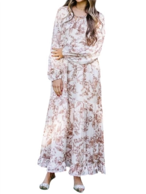 "happy Harvest" Copper Floral Maxi Dress In Brown
