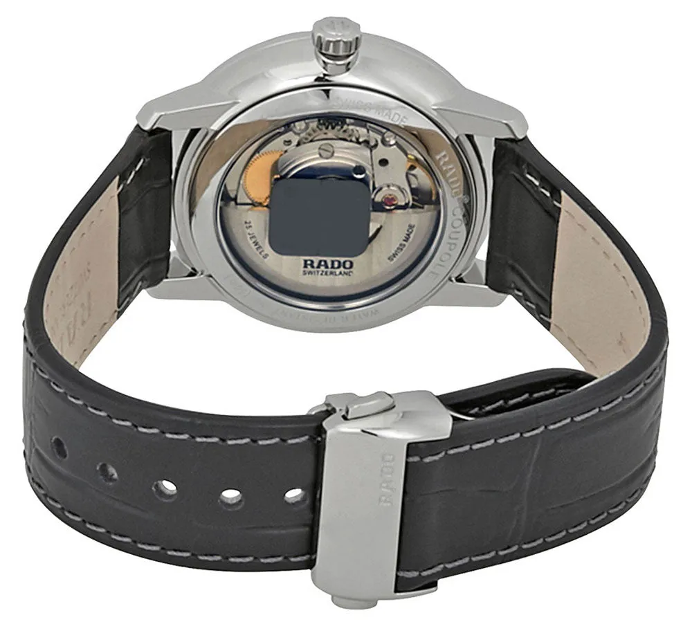 Rado Coupole Classic L Black Dial Black Leather Strap Automatic Mens Watch R22860715