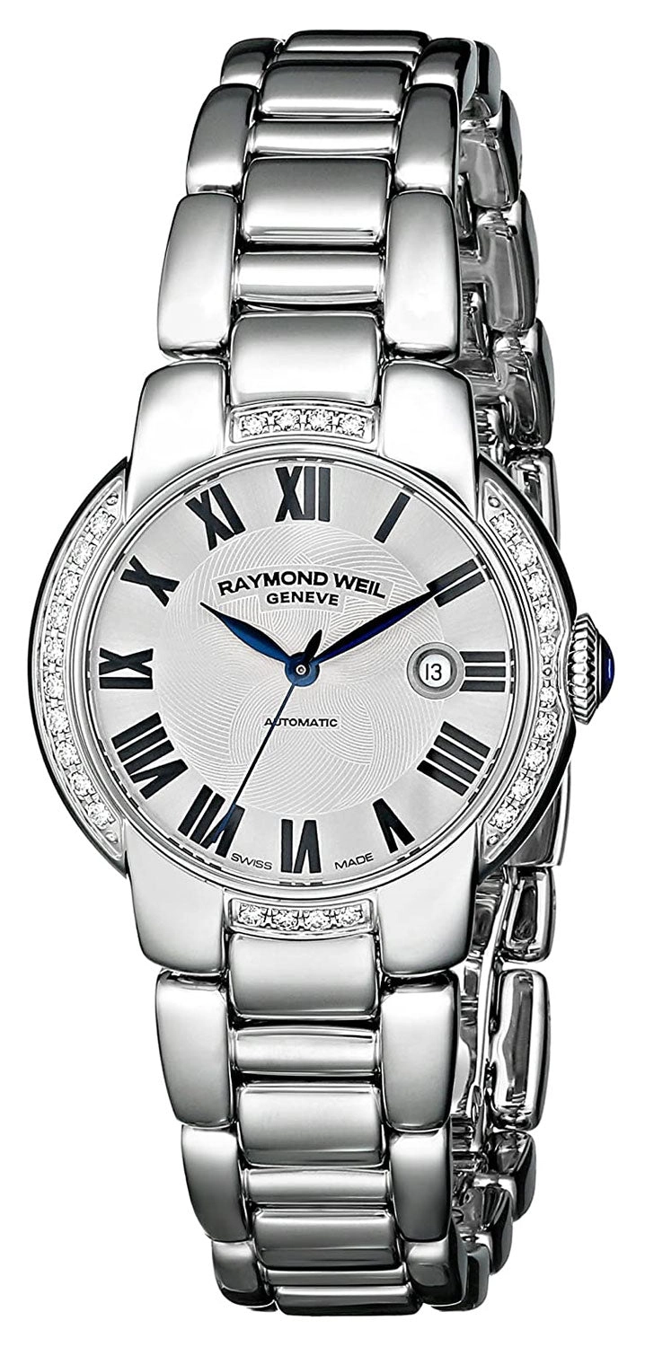 Raymond Weil Jasmine Automatic Stainless Steel Diamonds Silver-Tone Dial Date Womens Watch 2629-STS-01659