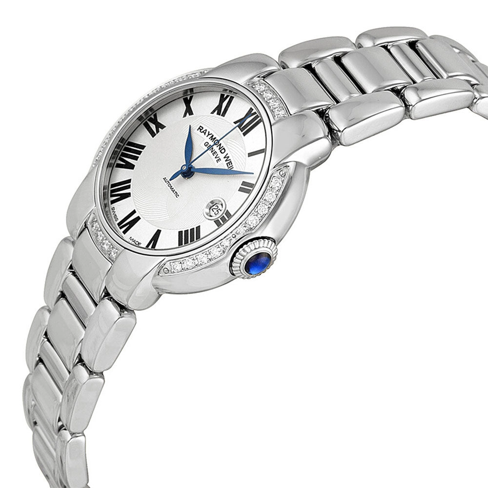 Raymond Weil Jasmine Automatic Stainless Steel Diamonds Silver-Tone Dial Date Womens Watch 2629-STS-01659